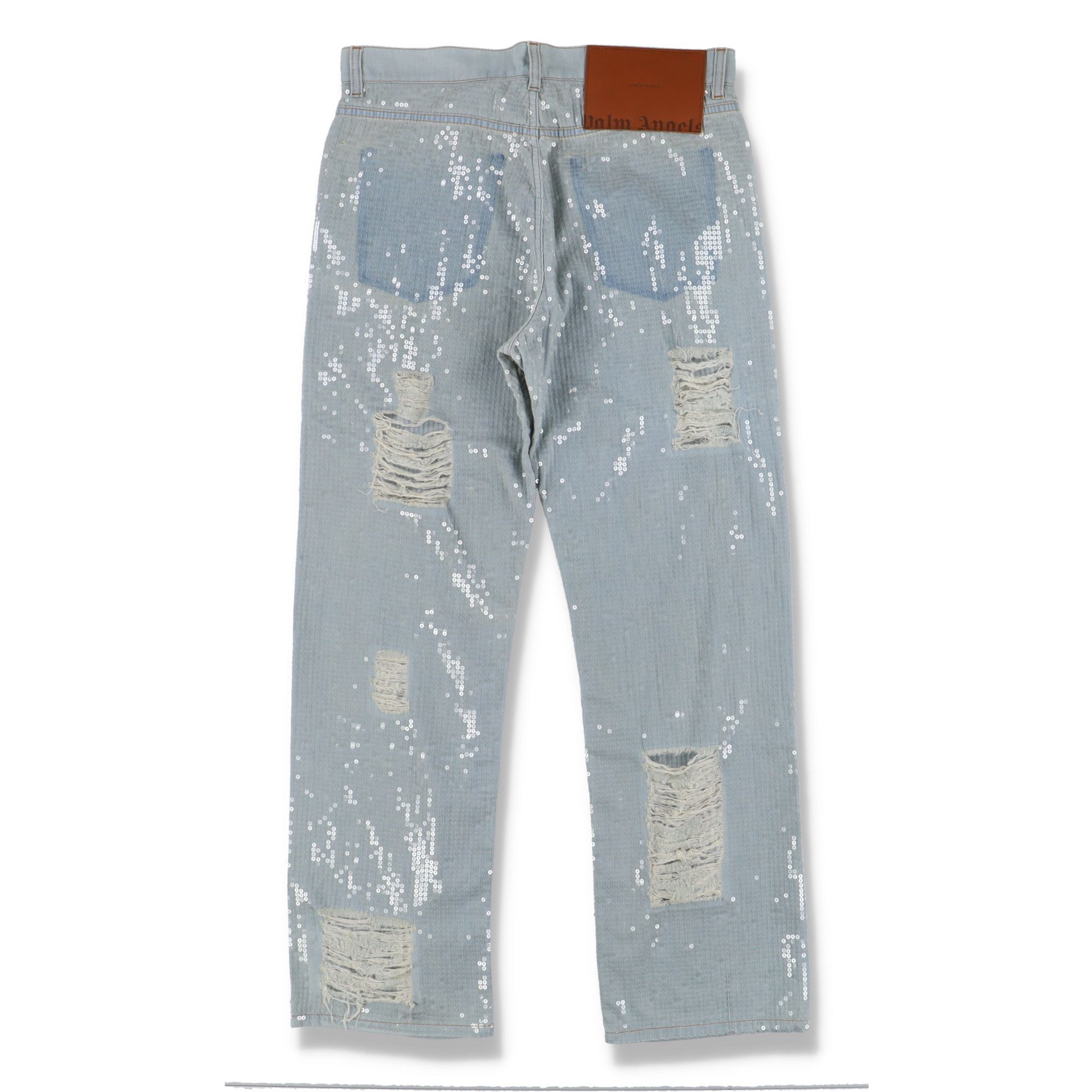 Palm Angels Sequin Embellished Ripped Straight-Leg Jeans Size US 30 / EU 46 - 6 Thumbnail