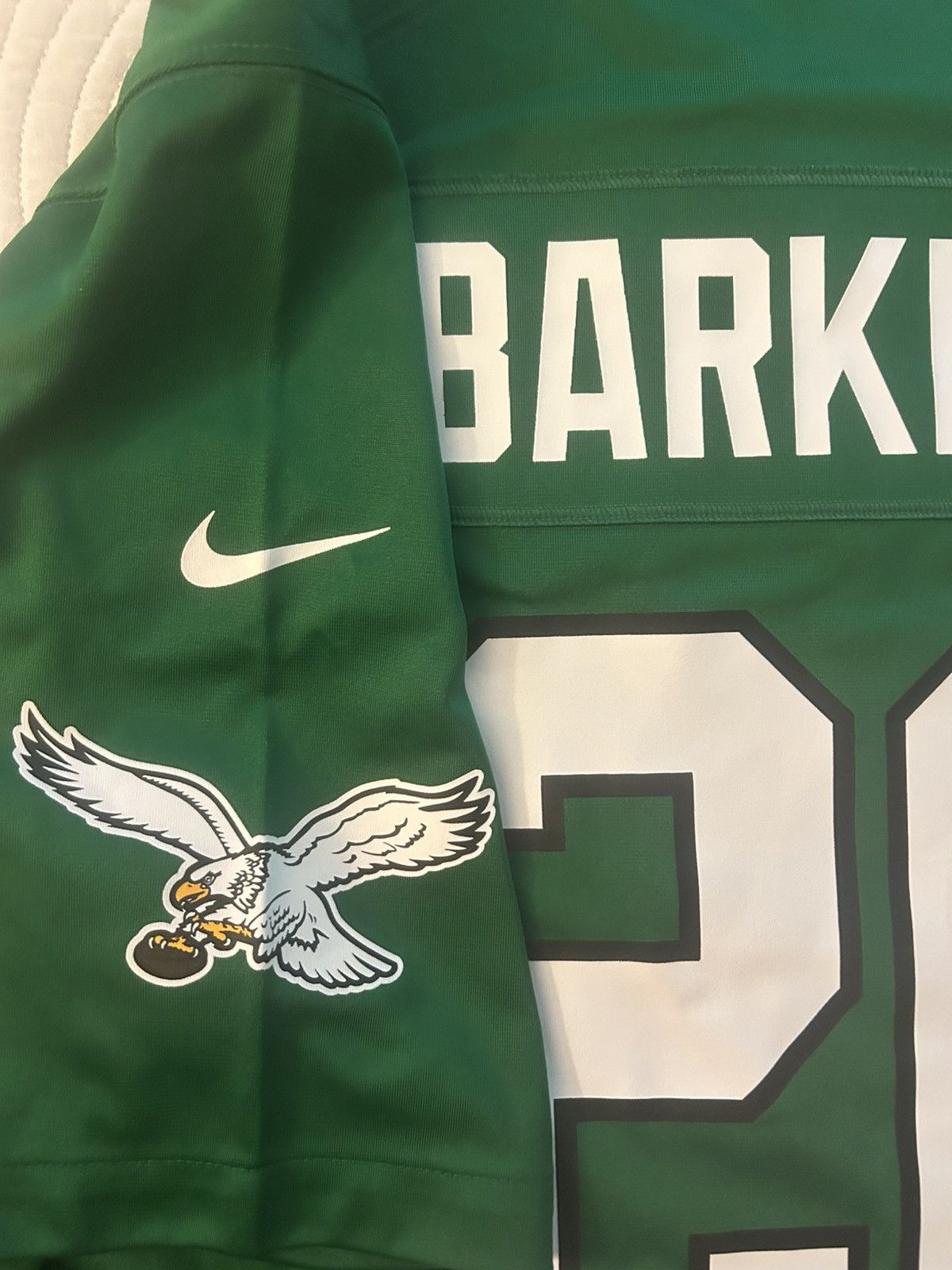 Nike Kelly Green SB LIX Saquon Barkley Jersey: Game Jersey Size US XL / EU 56 / 4 - 5 Thumbnail