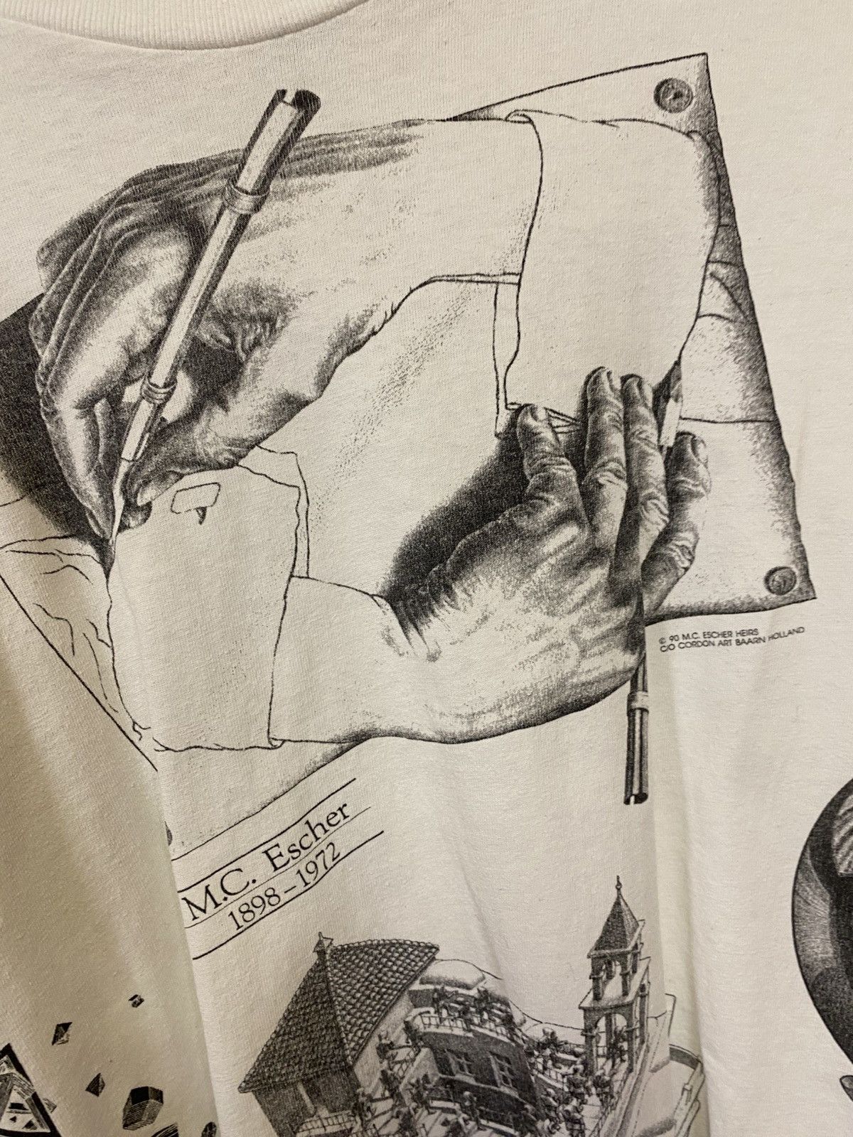 Vintage Softee 90s M.C Escher AOP T-Shirt Size US L / EU 52-54 / 3 - 6 Thumbnail