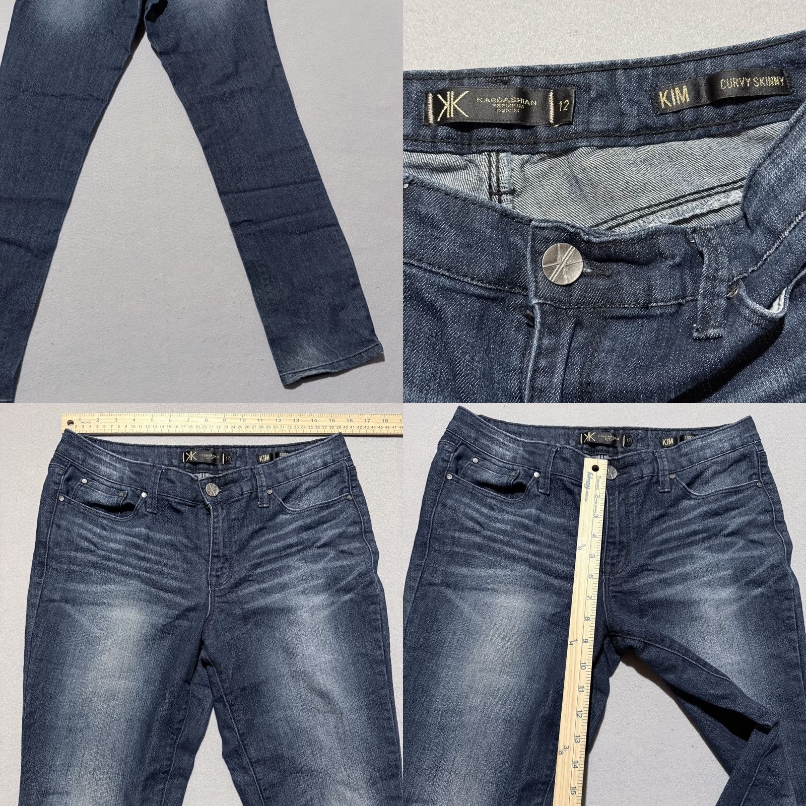 Denime Kim Kardashian Premium Curvy Skinny Jeans Women's Blue Denim Slim Fit - 12 Size 34" / US 12 / IT 48 - 8 Thumbnail