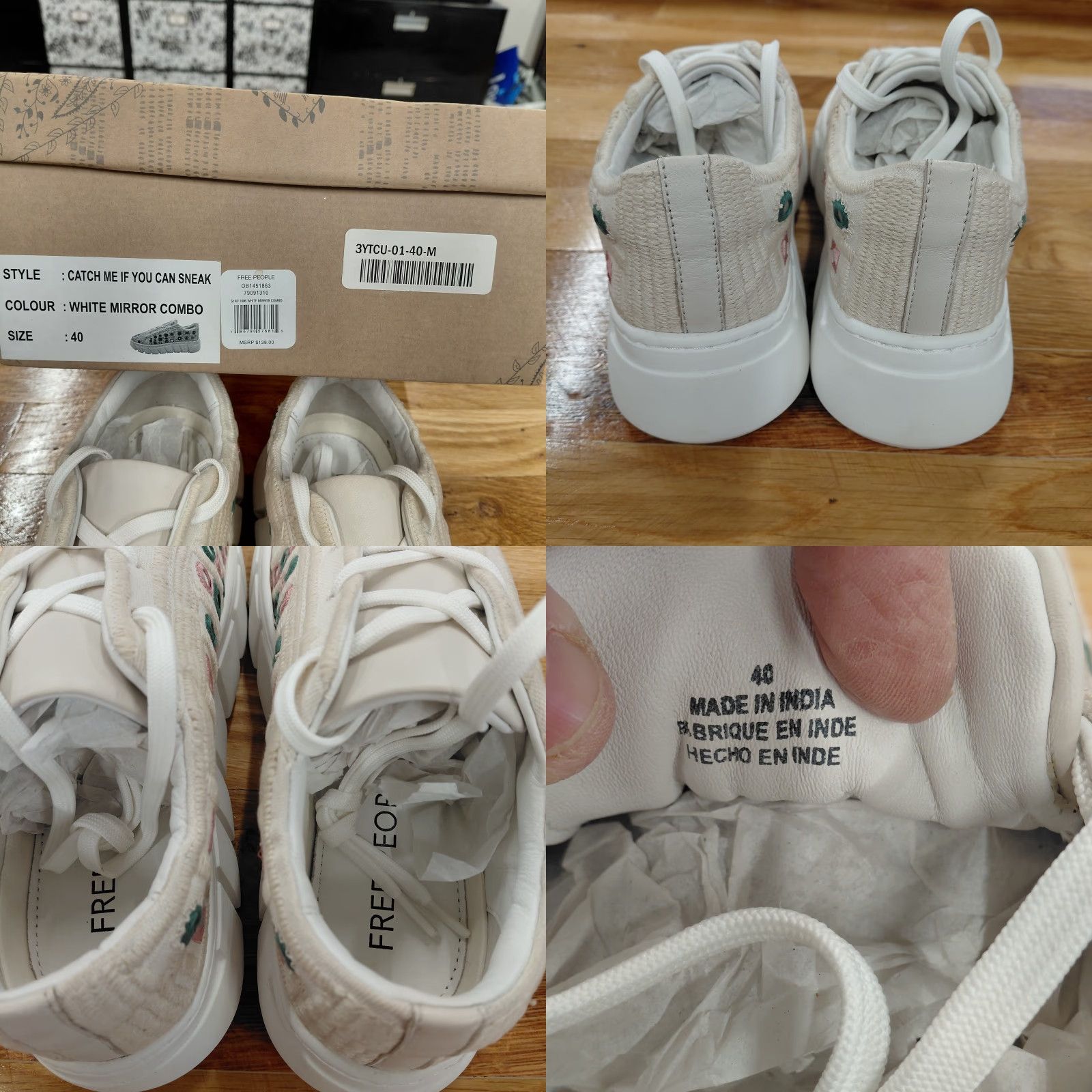Free People Free People Catch Me If You Can Women 40 US 9.5 Multicolor Floral Crochet Sneakers Mirror Combo Sneaker Womens Size US 10.5 / IT 40.5 - 8 Thumbnail