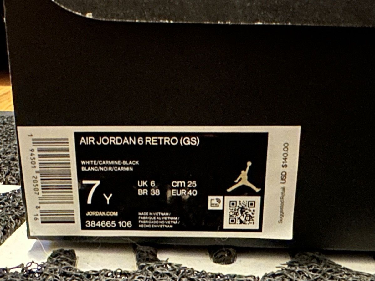 Jordan Brand SIZE 7 - AIR JORDAN RETRO 6 CARMINE Size US 7 / EU 40 - 7 Thumbnail