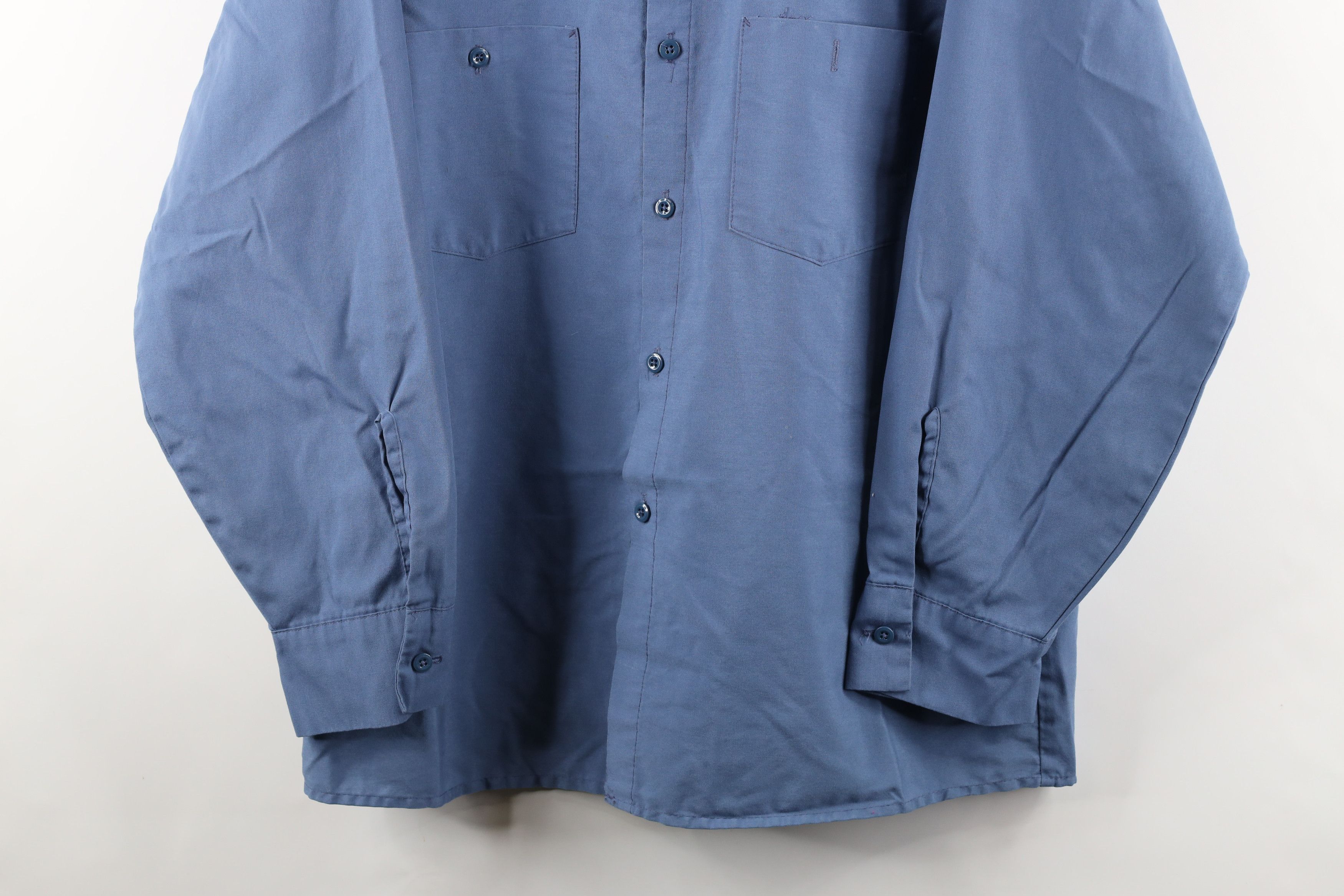 Vintage Vintage 90s Streetwear Mechanic Button Shirt Blue USA Size US XL / EU 56 / 4 - 3 Thumbnail