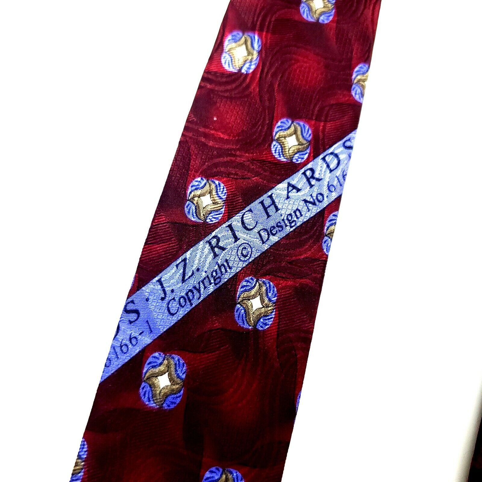Designer Jz Richards Von Maur Silk Tie Print Red Floral Abstract Clas Size ONE SIZE - 3 Thumbnail