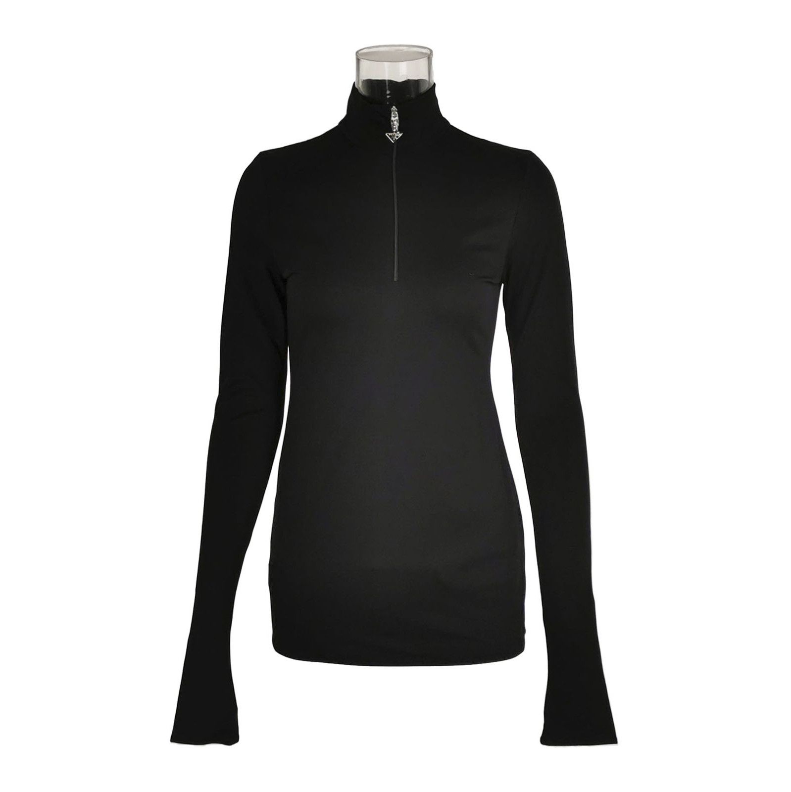 Prada Prada Black Zip Neck Long Sleeve T-Shirt - dmc Size L / US 10 / IT 46 - 1 Thumbnail