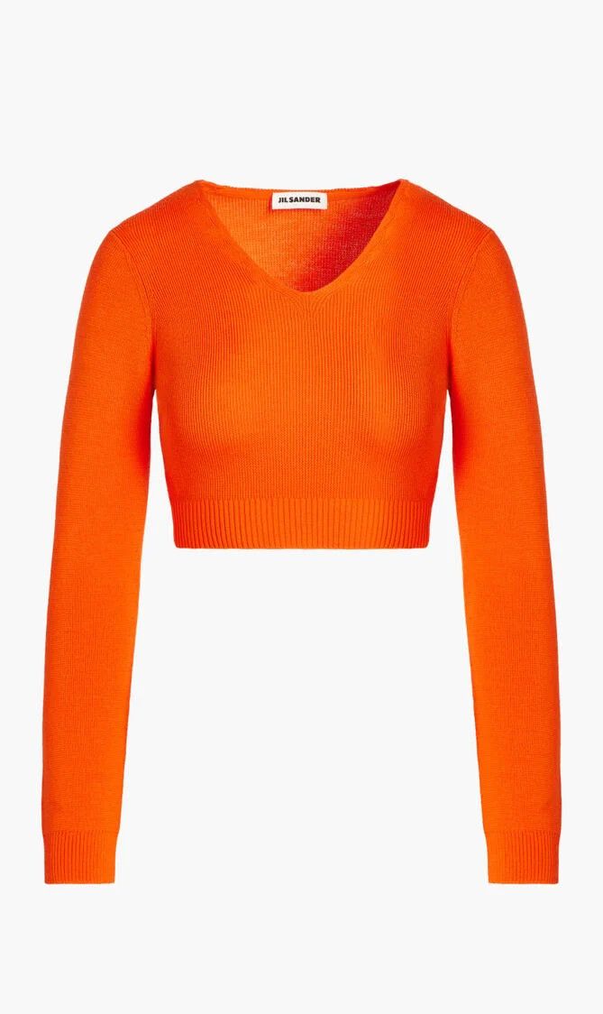 Jil Sander o1y1025 V-Neck Sweater in Orange Size M / US 6-8 / IT 42-44 - 1 Thumbnail