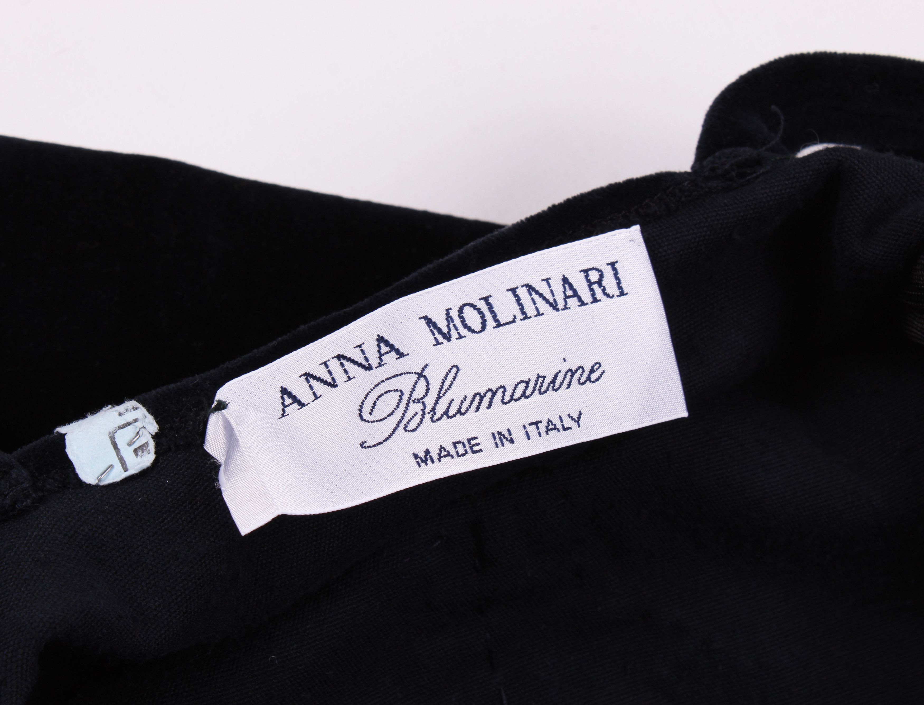 Anna Molinari Blumarine X Anna Molinari 90's Navy V-Neck Embroidered Dress Size XS / US 0-2 / IT 36-38 - 8 Thumbnail
