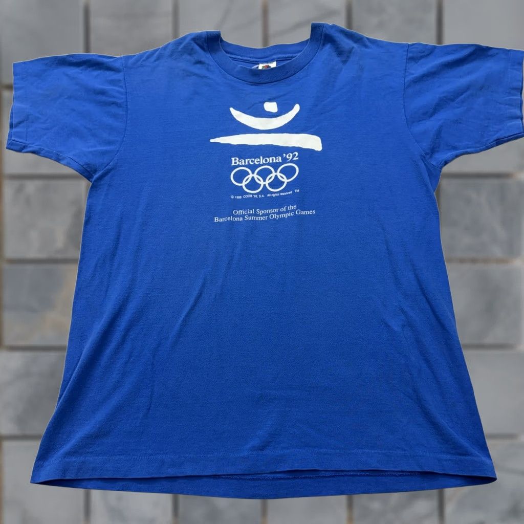 Fruit Of The Loom VINTAGE Fruit of the Loom Barcelona 92 Olympic Games T Shirt Official Sponsor Blue XL Shirt Men XS? Size US XL / EU 56 / 4 - 1 Thumbnail