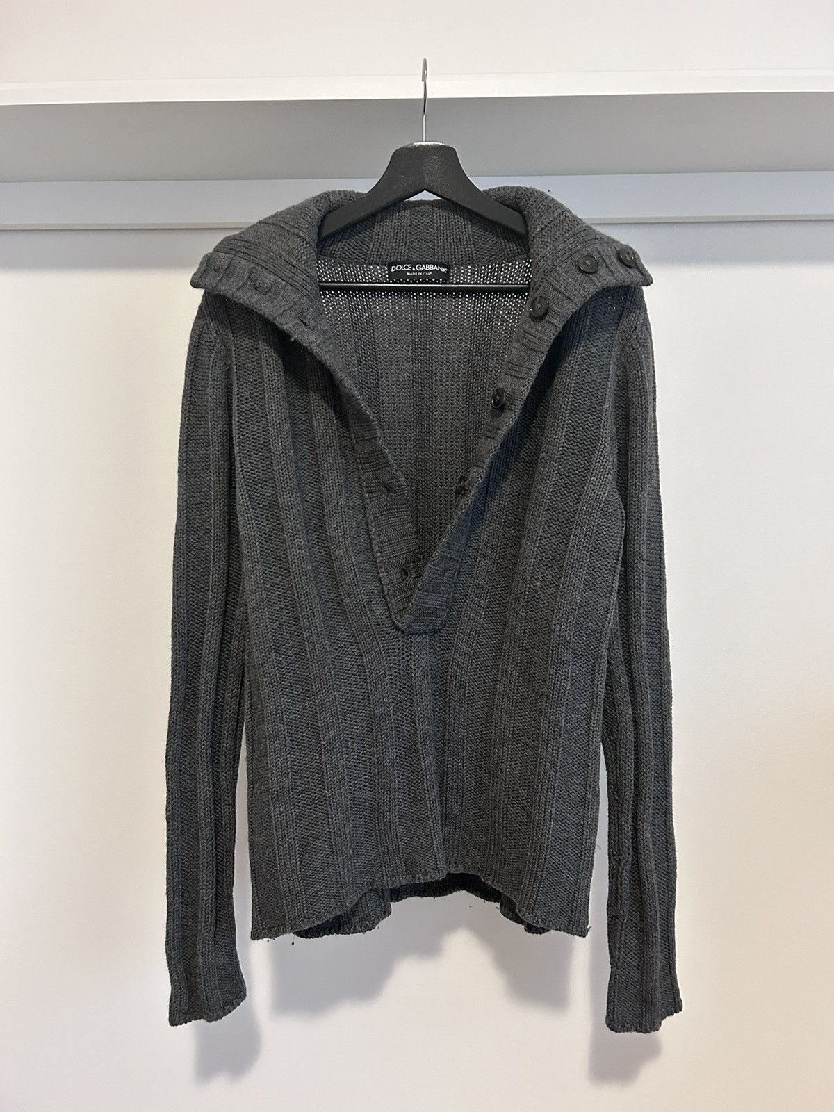 Dolce & Gabbana Dolce&Gabbana Archive Hidden Button-Up High Neck Wool Jumper Size US M / EU 48-50 / 2 - 1 Thumbnail