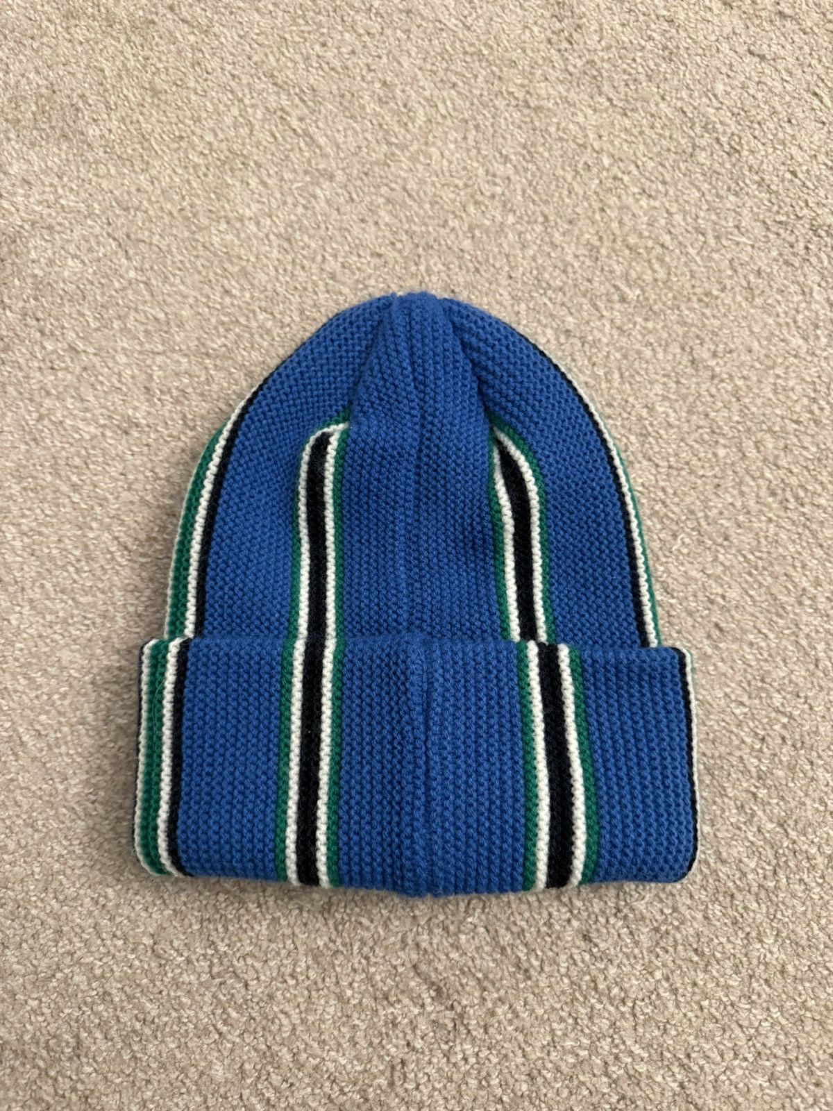 Stussy Stussy Vertical Stripe Cuffed Knitted Beanie Hat (Blue) Size ONE SIZE - 2 Thumbnail