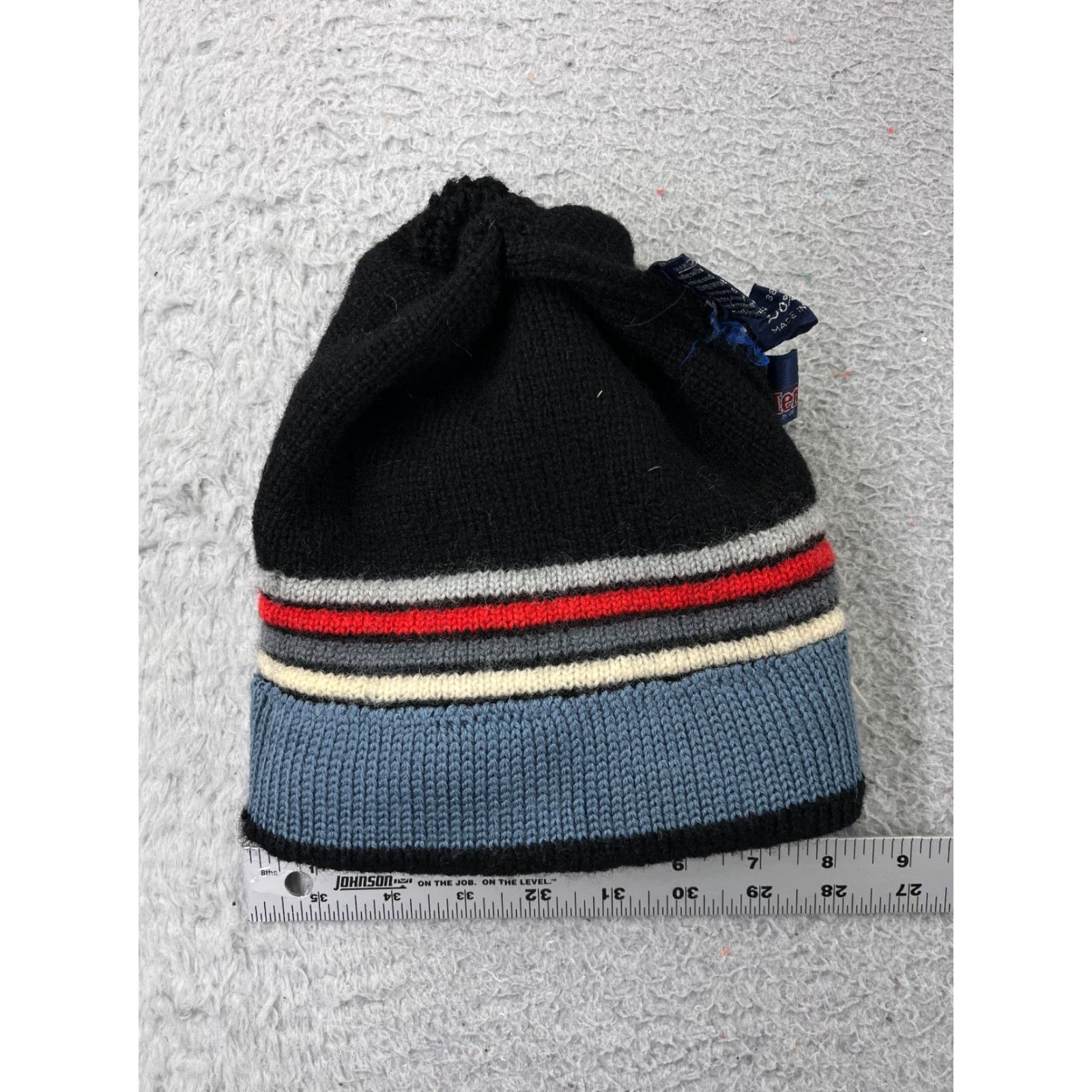 Vintage Herman's Beanie Toque Adult One Size Black Red White Stripe 100% Wool Ski Winter Size ONE SIZE - 5 Thumbnail