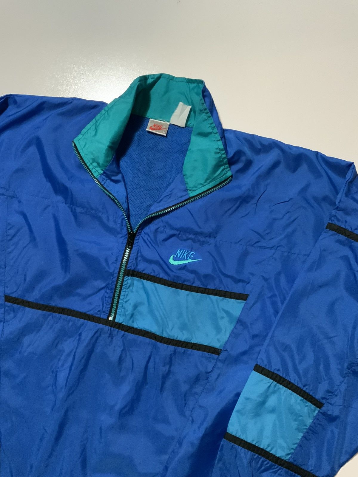 Nike × Vintage VTG 90s Nike Gray Tag Windbreaker 1/4 Zip Pullover Jacket Size US M / EU 48-50 / 2 - 3 Thumbnail