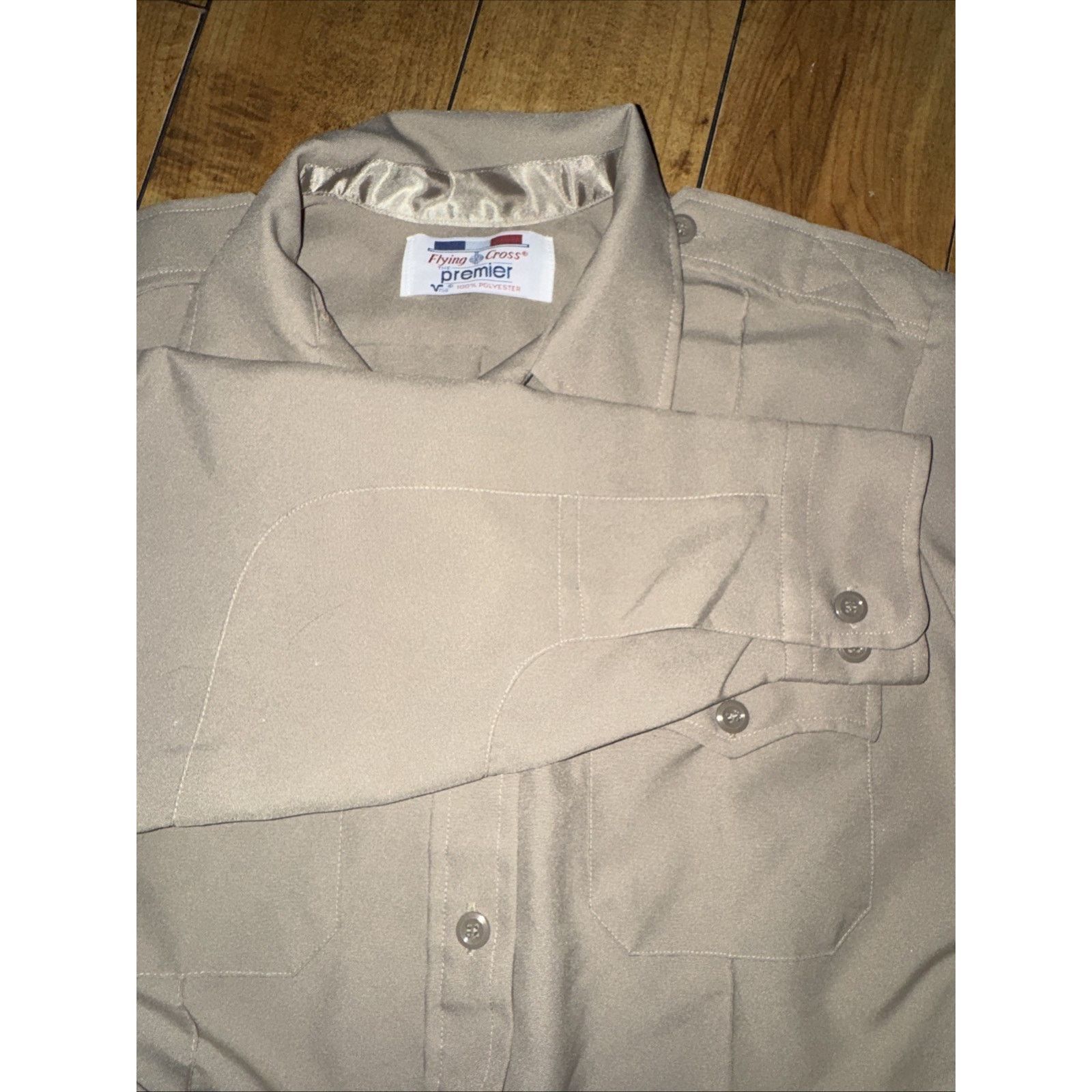 Flying Cross × Vintage Vintage Flying Cross Tan Shirt 23x27 Polyester USA Military Size US L / EU 52-54 / 3 - 7 Thumbnail