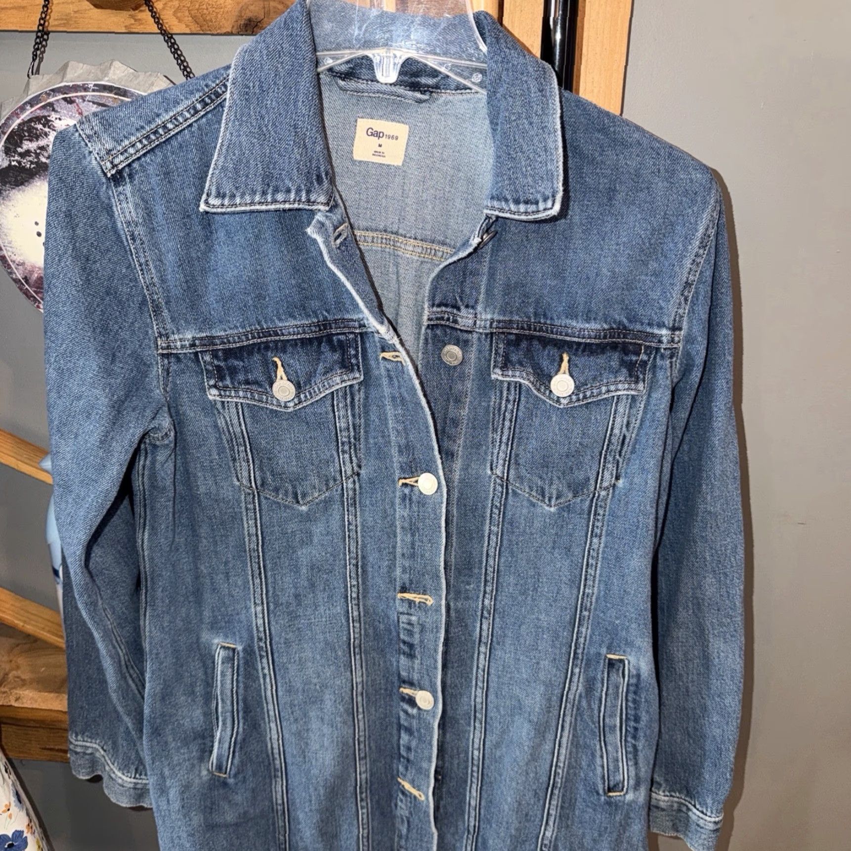 Gap VINTAGE Gap 1969 BLUE DENIM Shirt DRESS long sleeved button front Collar Flap Pockets M Size M / US 6-8 / IT 42-44 - 7 Thumbnail