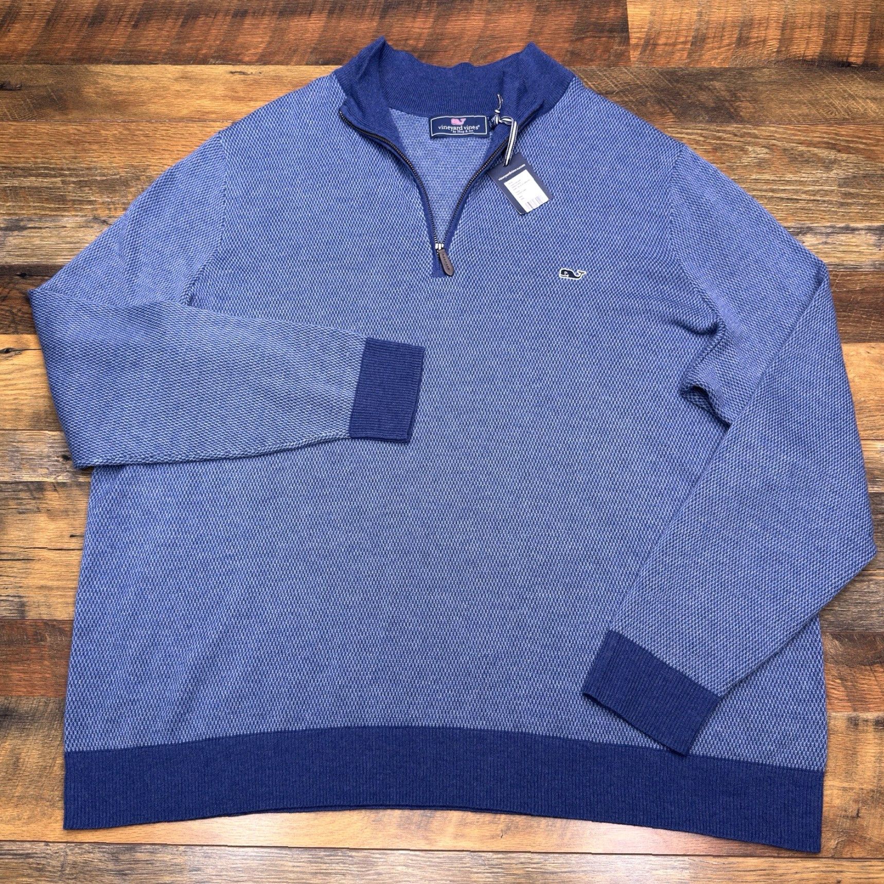Vineyard Vines Vineyard Vines Sweater 1/2 Zip Mens Big 2X Blue Mock Neck Embroidered Logo Zipper Knit Pullover Regular Style Casual Winter Fall Spring Size US XXL / EU 58 / 5 - 2 Thumbnail