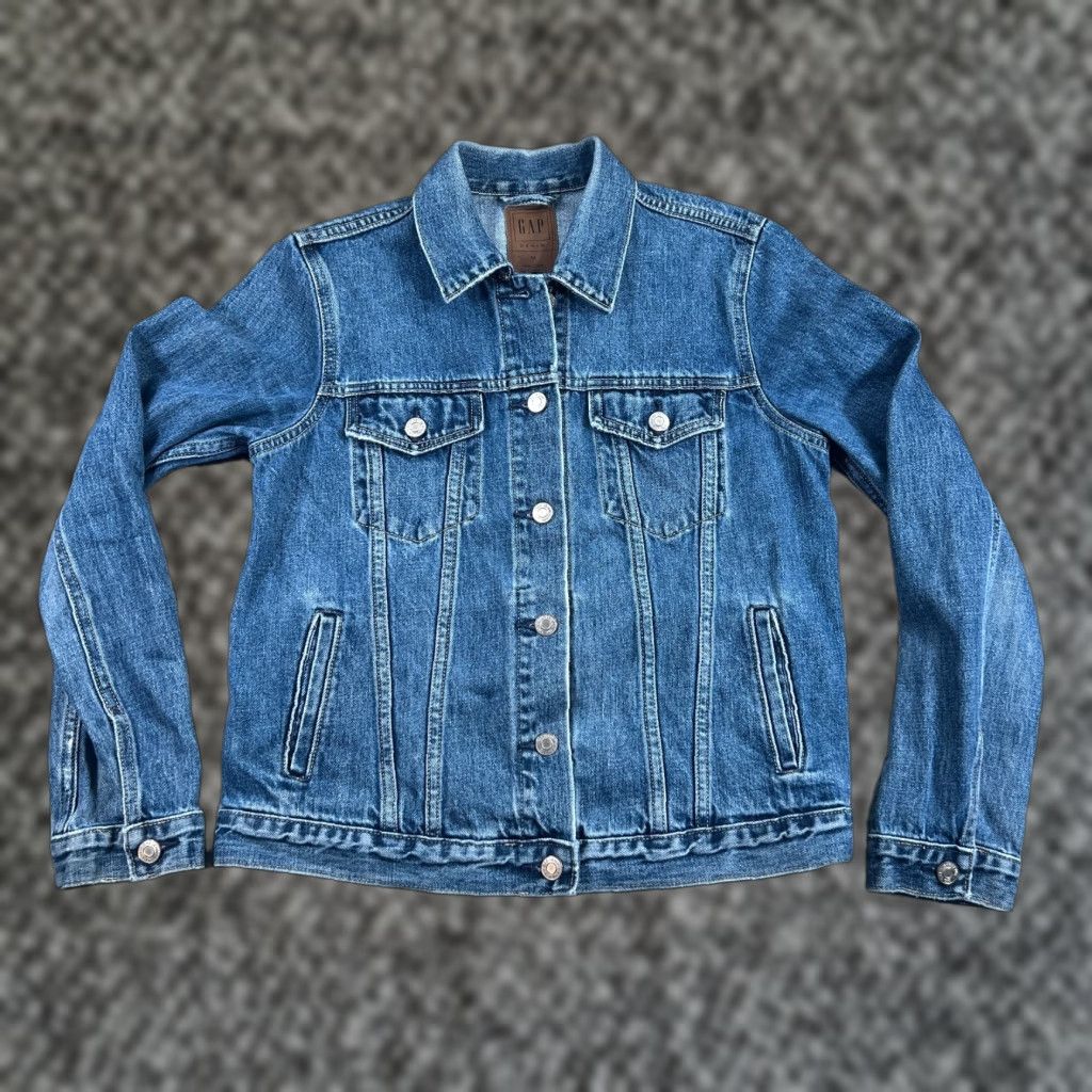Gap GAP Denim Trucker Jacket Classic Blue Jean Medium Wash Women Size 32" / US 10 / IT 46 - 1 Thumbnail