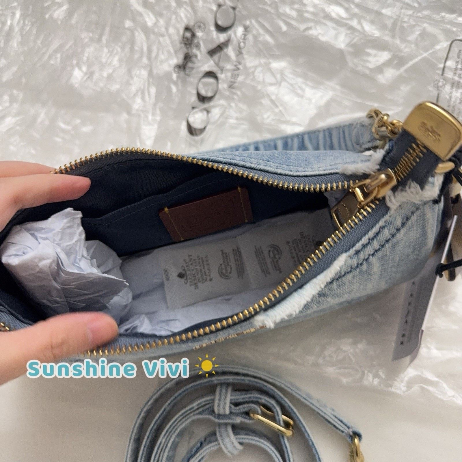 Coach NWT COACH CDY76 Teri Shoulder Bag Loved Denim Charms Indigo Size ONE SIZE - 9 Thumbnail