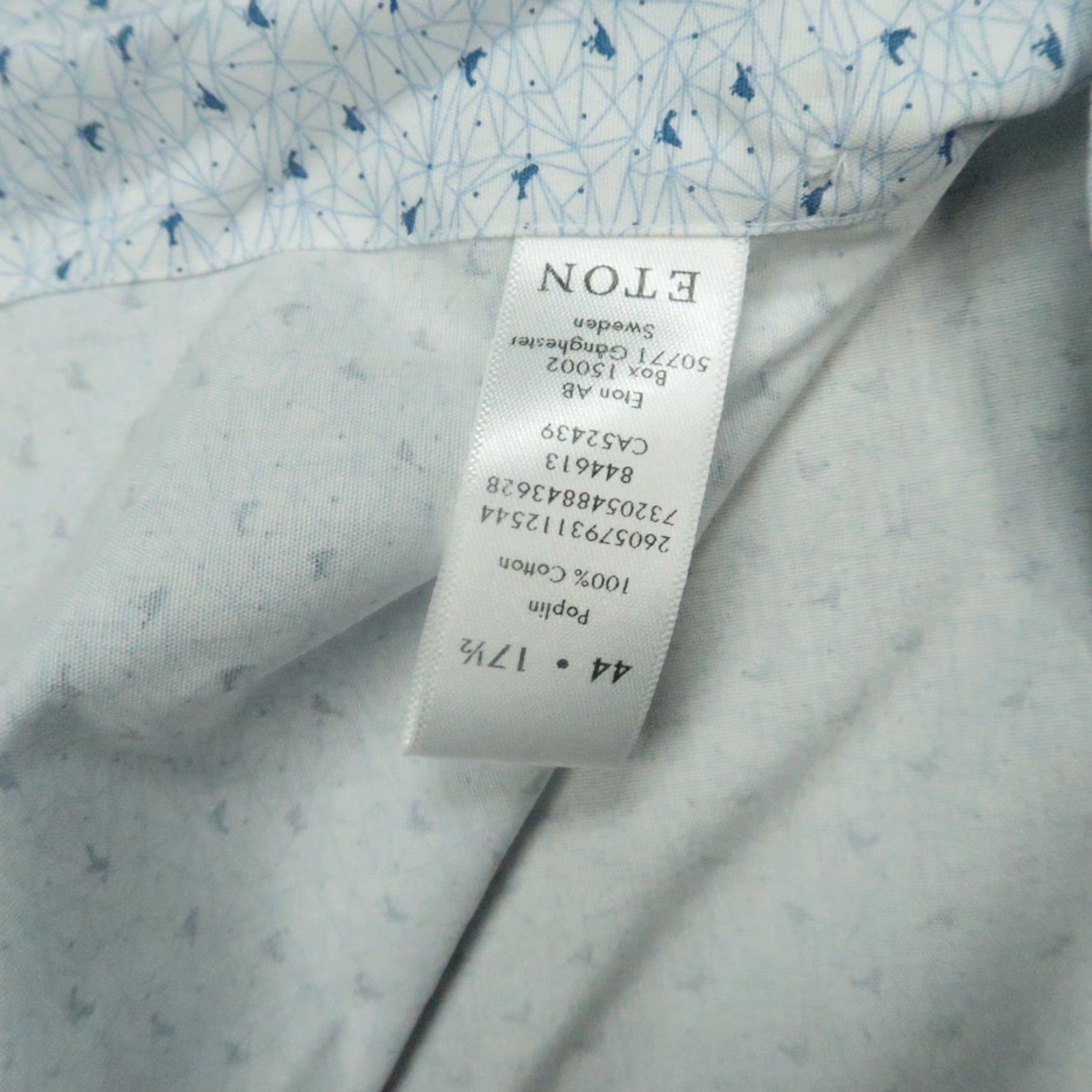 Eton Eton Shirt Mens XL White Blue Geo Bird Contemporary Long Sleeve Button Up Size US XL / EU 56 / 4 - 6 Thumbnail