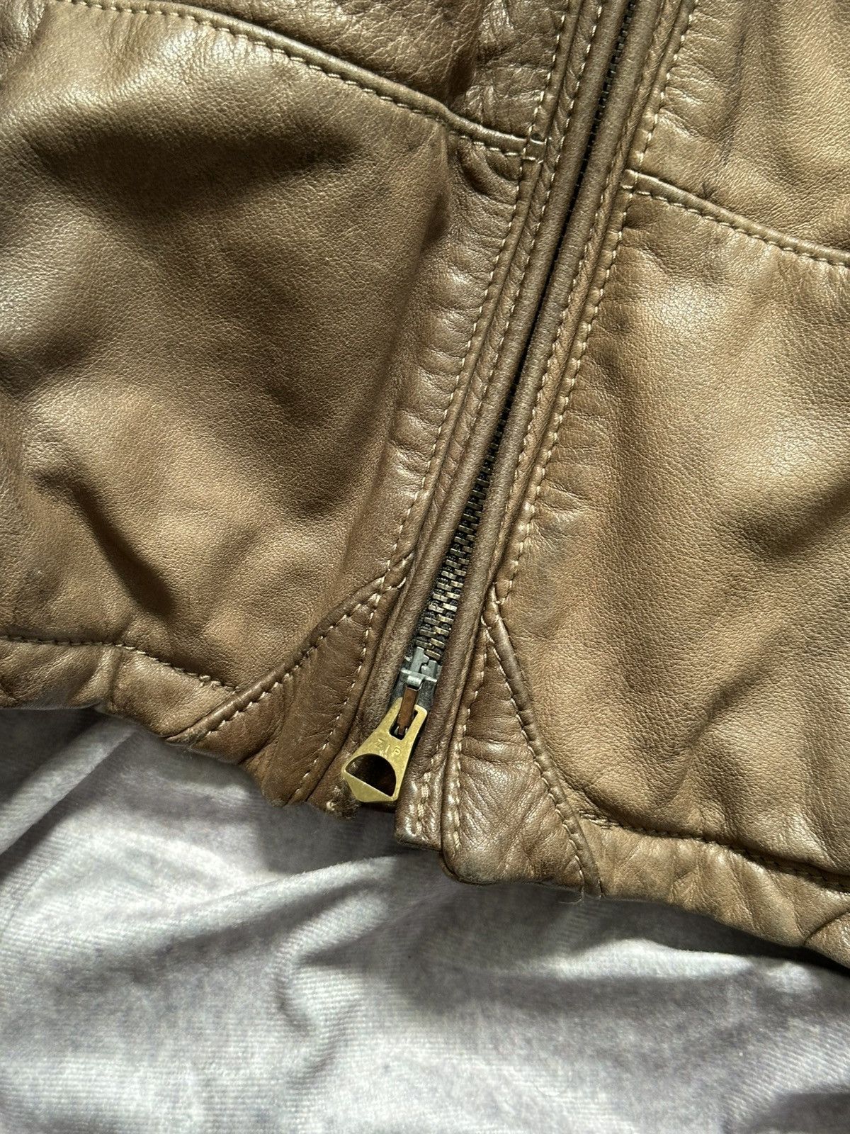 Giorgio Armani Armani Jeans Mens Leather Jacket Brown Full Zip Heavyweight Size US M / EU 48-50 / 2 - 9 Thumbnail