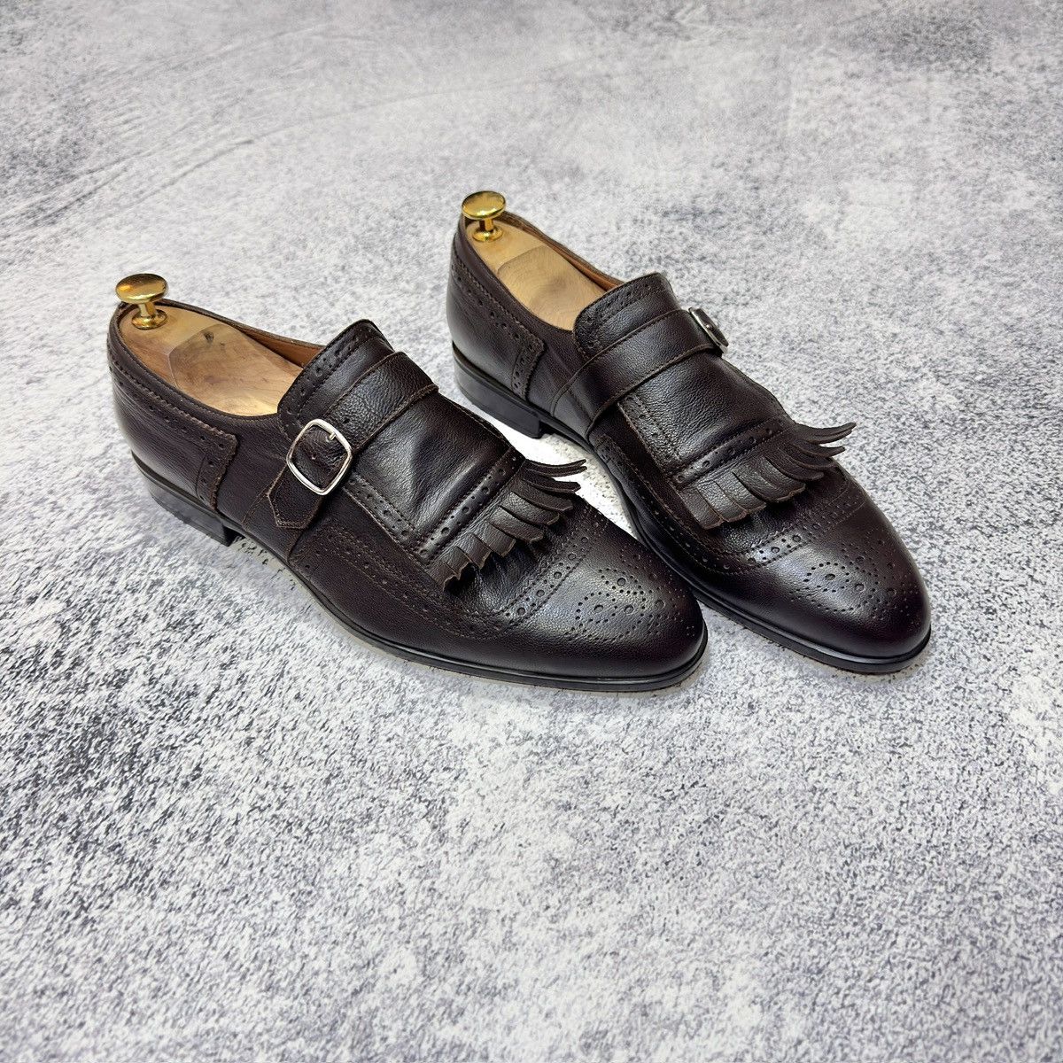 Doucal's × Handmade Doucal’s Italy Dark Brown Monk Shoes US9 UK8 EU42 27cm Size US 9 / EU 42 - 3 Thumbnail