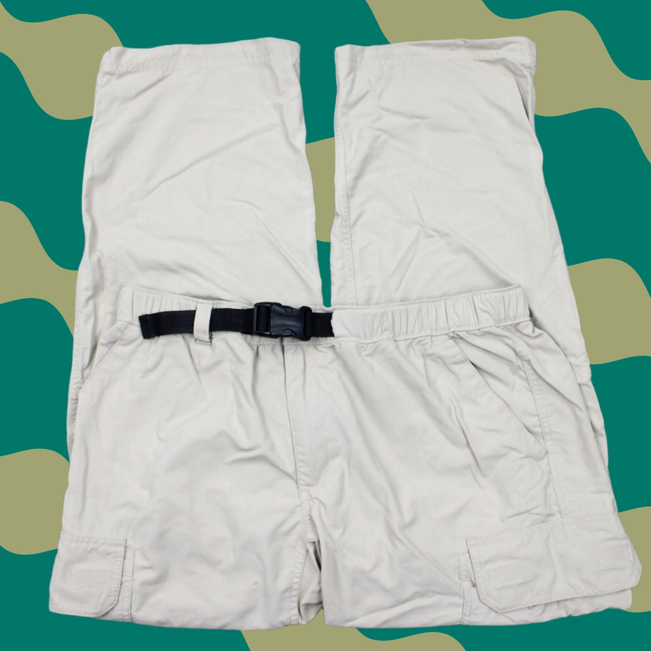 Duluth Trading Company Duluth Trading Co. Armachillo Pants Cargo Nylon Beige L 34x30 Men Regular Ripstop Belted Pockets 30 Inseam Size US 33 - 1 Thumbnail