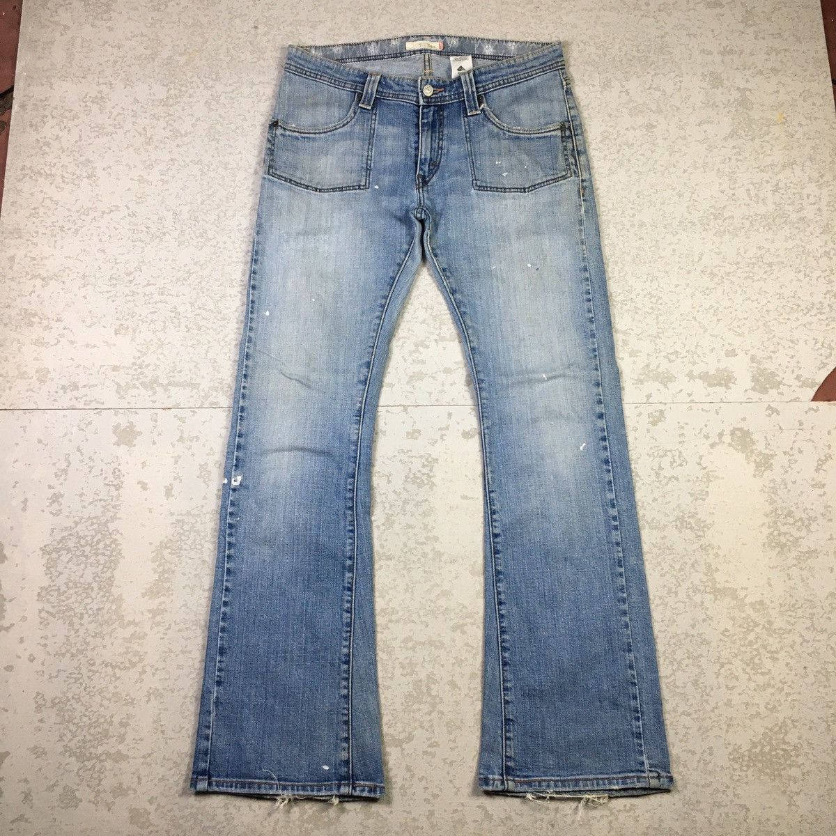 If Six Was Nine Levis 542 Low Flare Washed Blue Vintage Y2K Denim Size US 33 - 1 Thumbnail