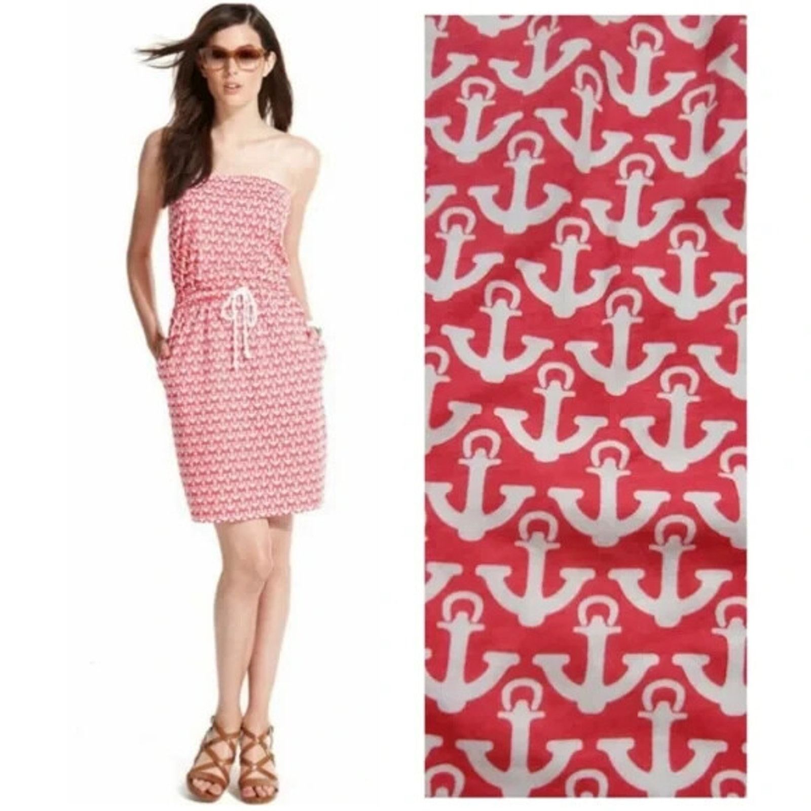 Tommy Hilfiger TOMMY HILFIGER Anchor Print Dress Red Size M A000883 Size M / US 6-8 / IT 42-44 - 2 Thumbnail