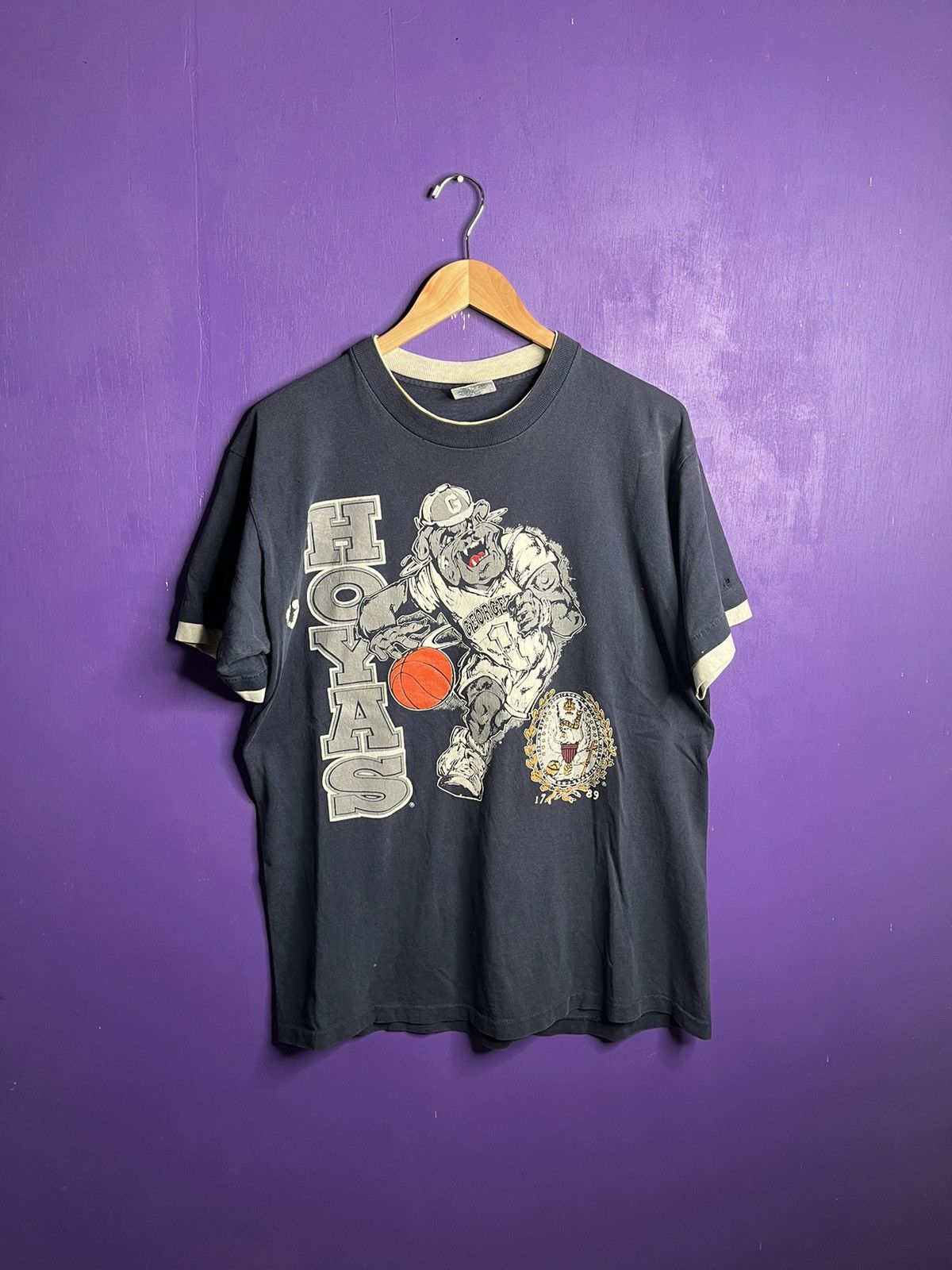 Vintage Vintage 90s Georgetown Hoyas double neck t-shirt Size US L / EU 52-54 / 3 - 1 Thumbnail