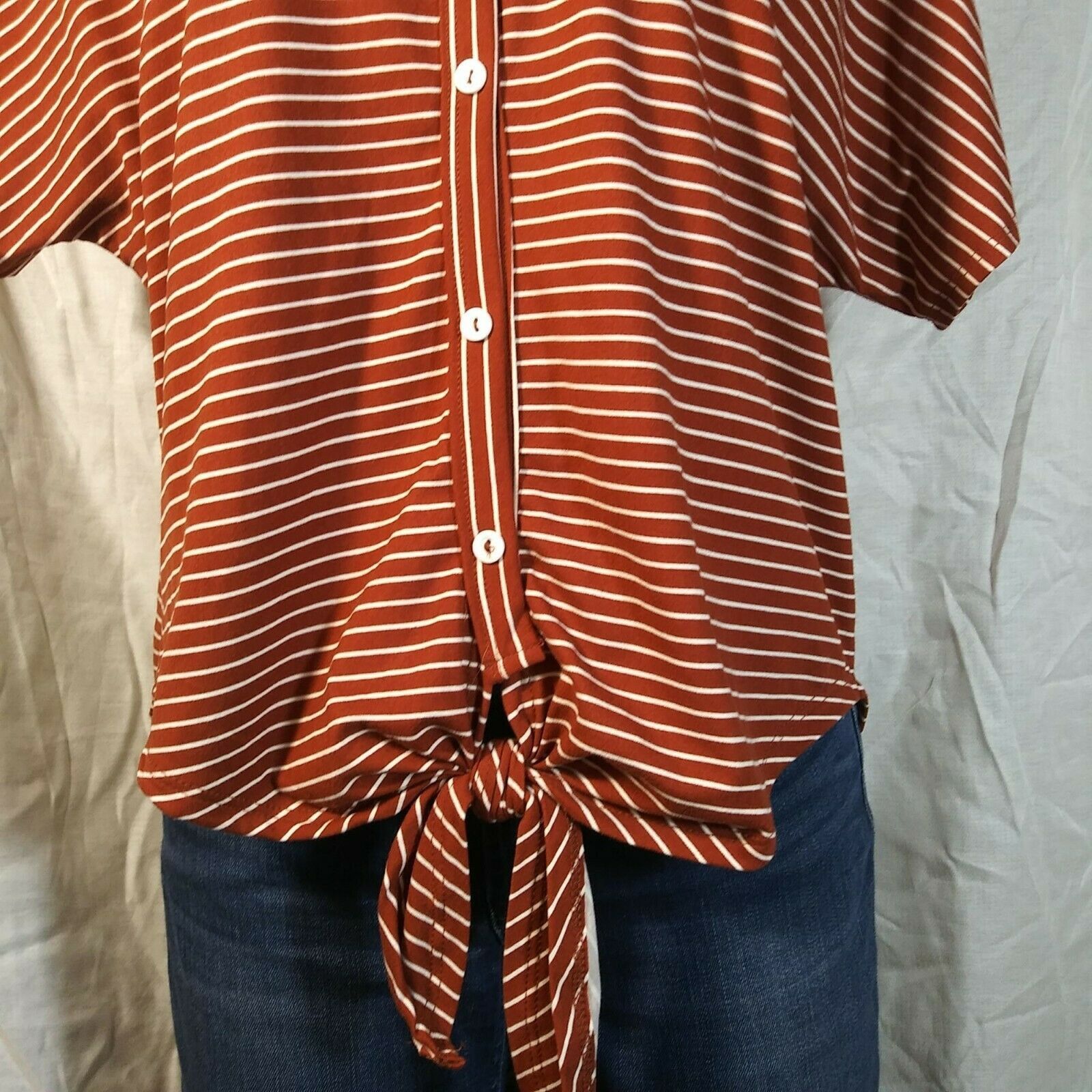 Anthropologie Lavender Fields Front Tie Summer Blouse - Burgundy - Med Size M / US 6-8 / IT 42-44 - 5 Thumbnail