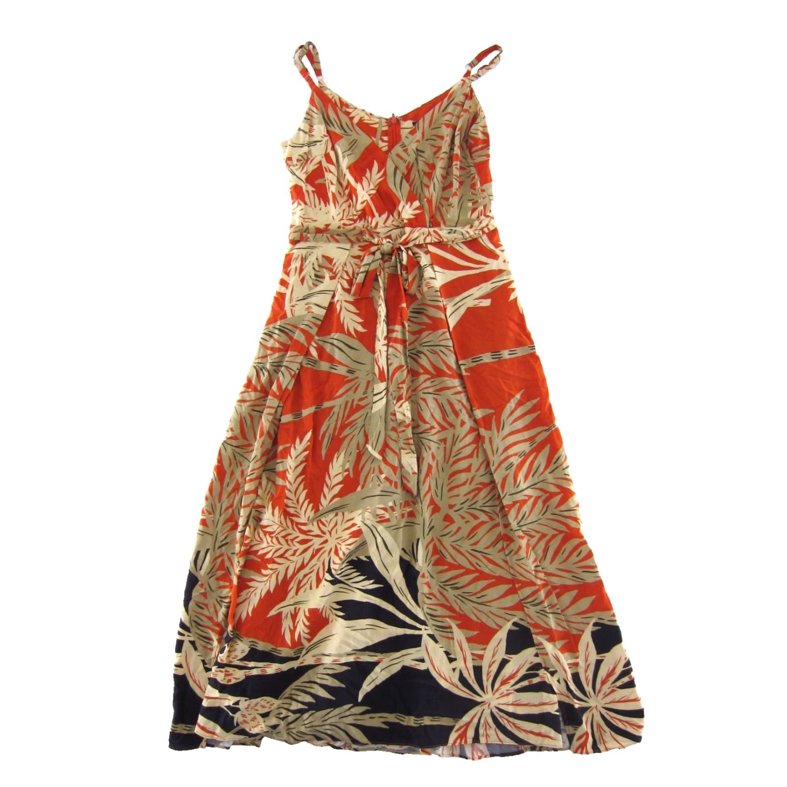 Vintage Halogen Maxi Tank Dress M Orange Floral Tropical 100% Rayon Sleeveless V-Neck Zipper Women’s Medium Tropical Floral Long Dress Size M / US 6-8 / IT 42-44 - 2 Thumbnail
