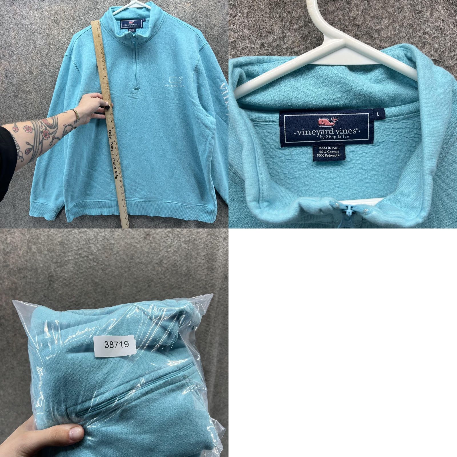 Vineyard Vines Vineyard Vines Sweatshirt Mens Large Blue 1/4 Zip Whale Logo Pullover Fleece Size US L / EU 52-54 / 3 - 8 Thumbnail