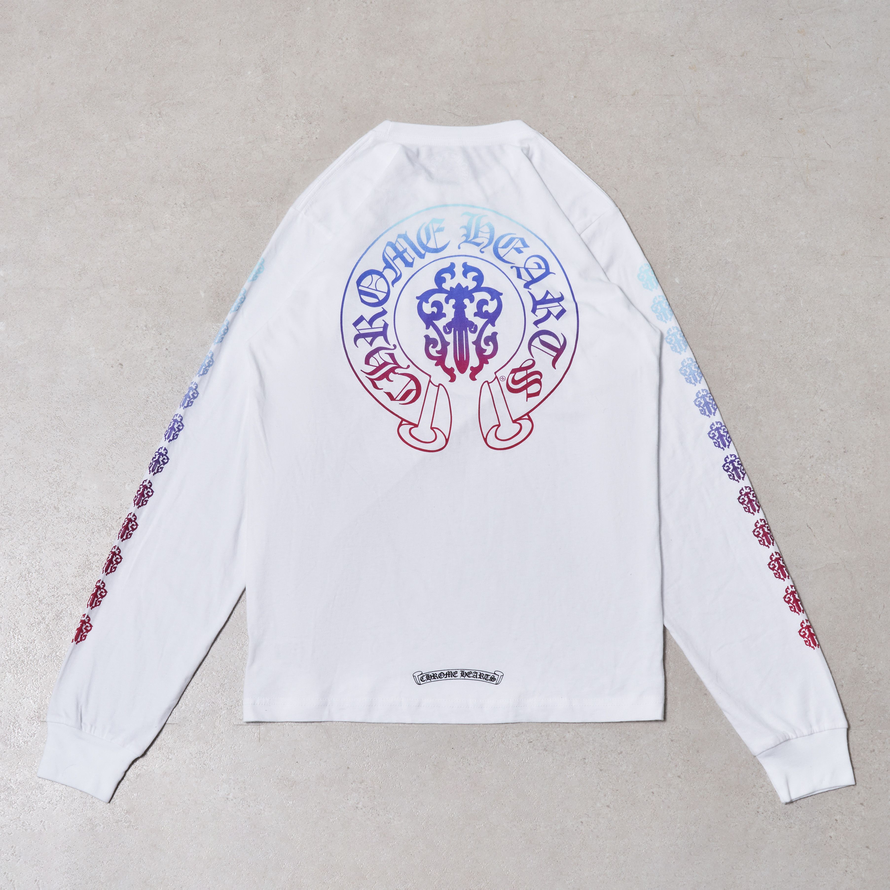 ◆CHROME HEARTS◆DAGGER THERMAL ロング Tシャツ L/S TEE WHITE Chrome Hearts Dagger Logo White Waffle Thermal Long Sleeve