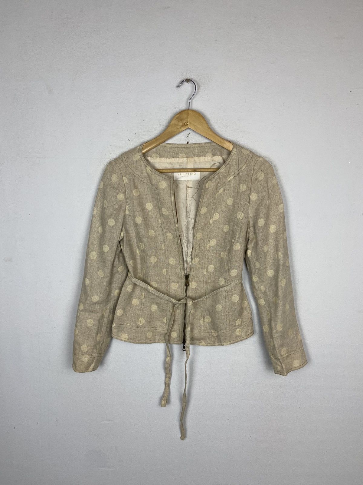 Valentino Valentino Polka Dot Cropped Italian Designer Zip-Up Coat Size M / US 6-8 / IT 42-44 - 1 Thumbnail