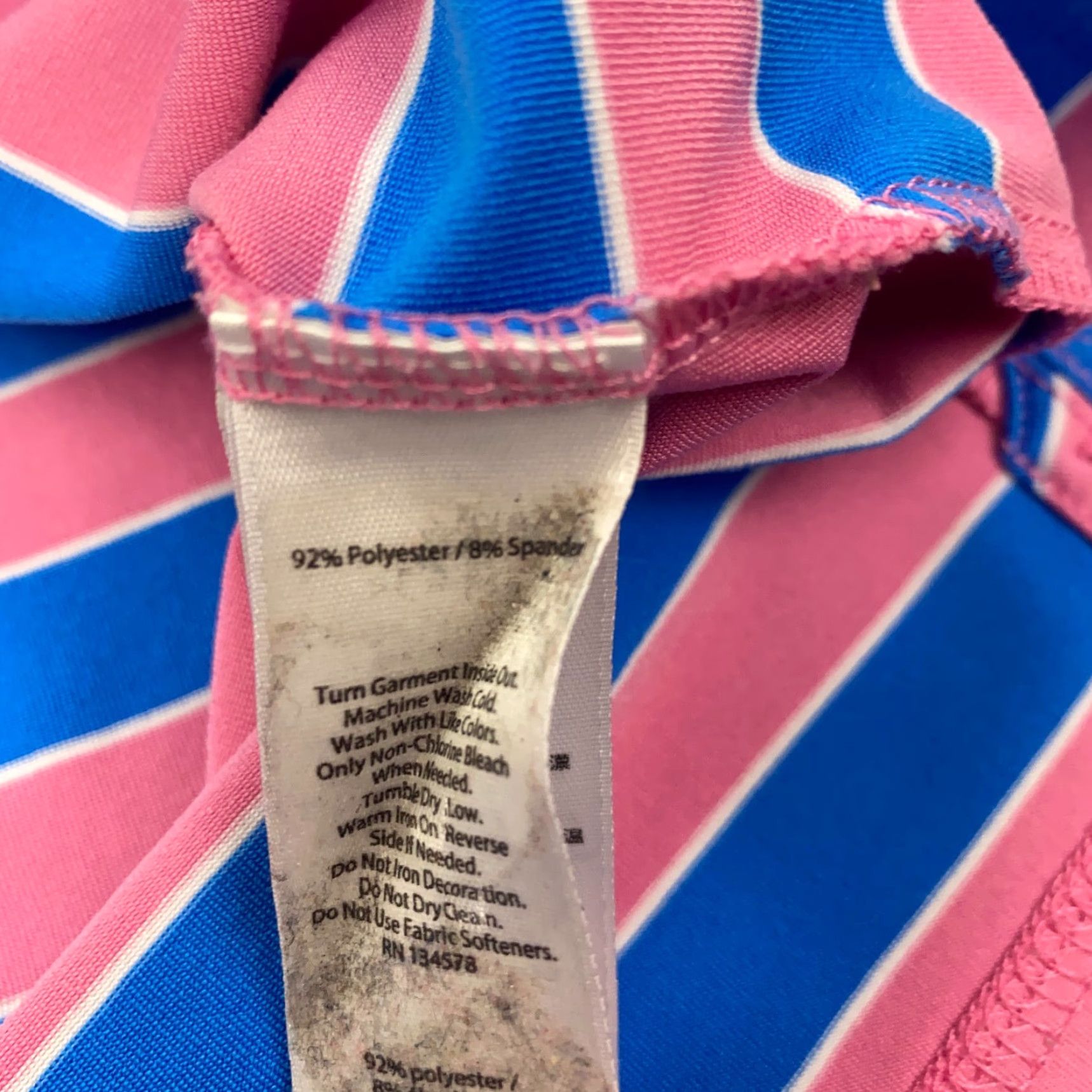 Vineyard Vines Vineyard Vines Polo Shirt Mens Medium Blue/Pink Striped Short Sleeve Performance Size US M / EU 48-50 / 2 - 6 Thumbnail