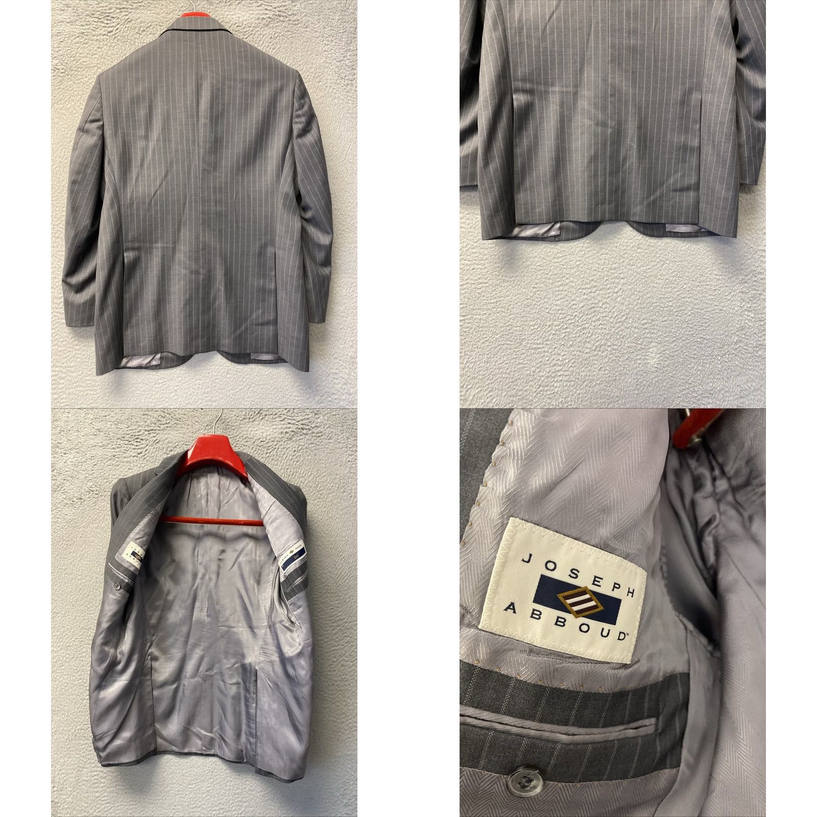 Joseph Abboud VINTAGE? No — Joseph Abboud Ermenegildo Zegna Wool Blazer 42S Gray Striped / 0917 Size 42R - 8 Thumbnail