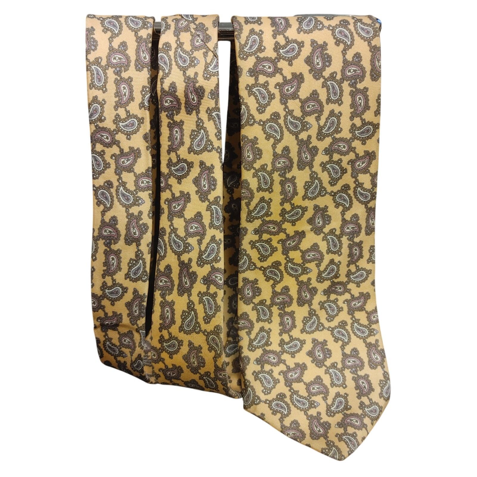 Other Neil Martin Men's OS Yellow/Brown Paisley Silk Tie Size ONE SIZE - 1 Thumbnail