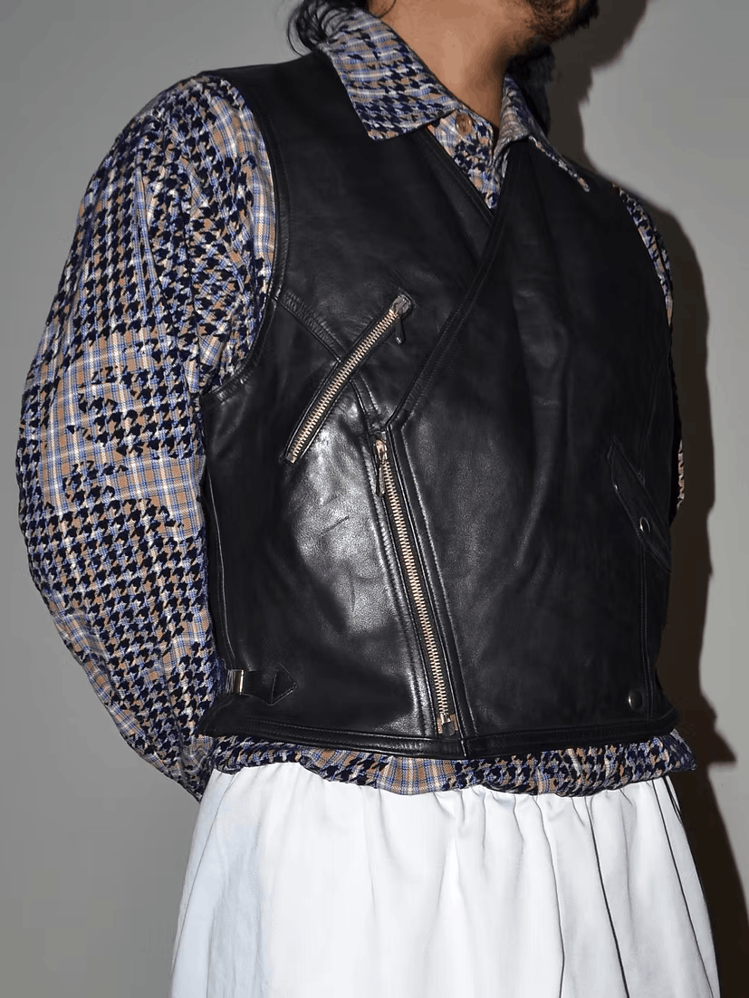 Jean Paul Gaultier c. 1988 'REITLUAG' Leather Biker Vest Size US M / EU 48-50 / 2 - 3 Thumbnail