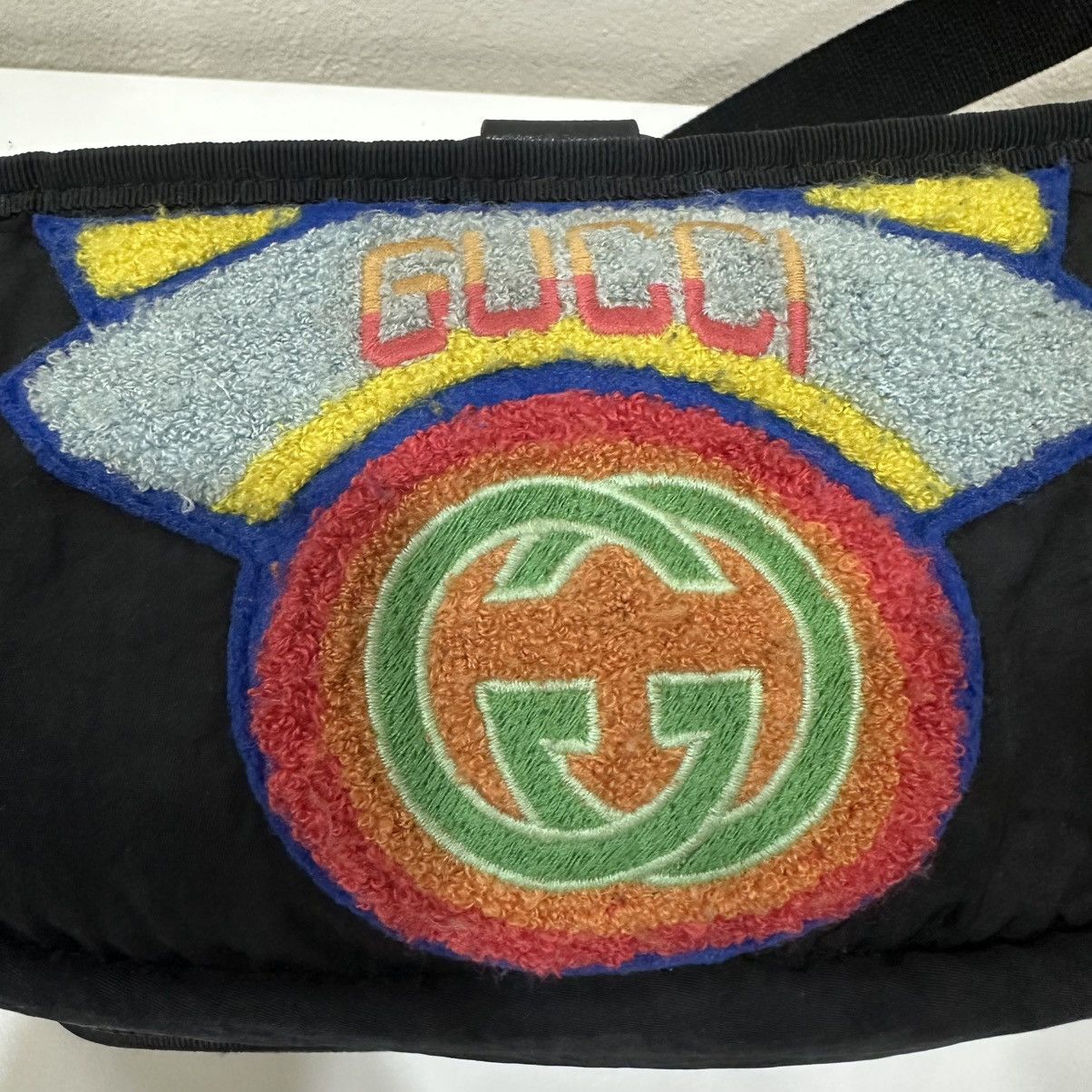 Gucci GUCCI BLACK NYLON TERRY CLOTH 80s LOGO PATCH WAIST BAG 29 Size ONE SIZE - 9 Thumbnail