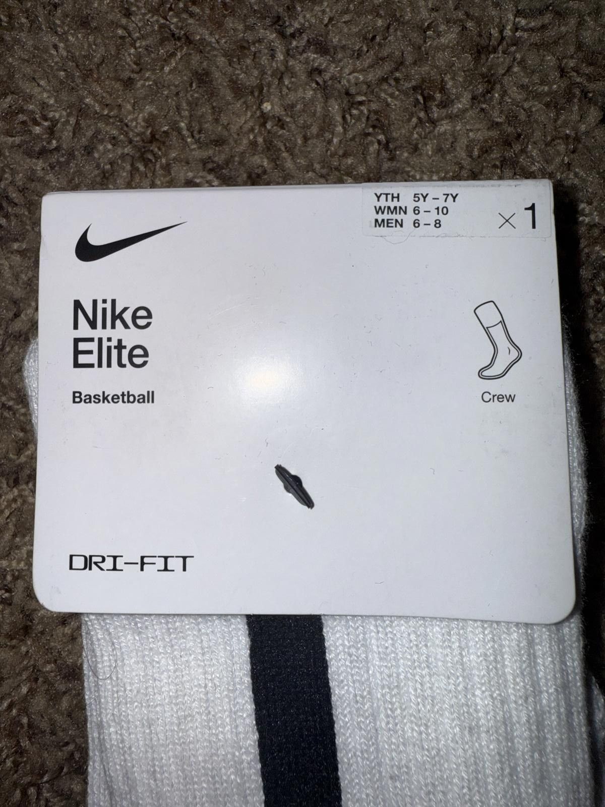 Nike Nike Elite Crew Basketball White Black Single Pair Sample Size ONE SIZE - 6 Thumbnail