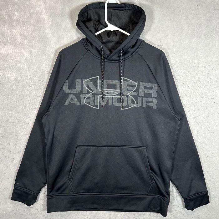 Under Armour Hooded Sweatshirt Gray/Black Loose Coldgear Pullover