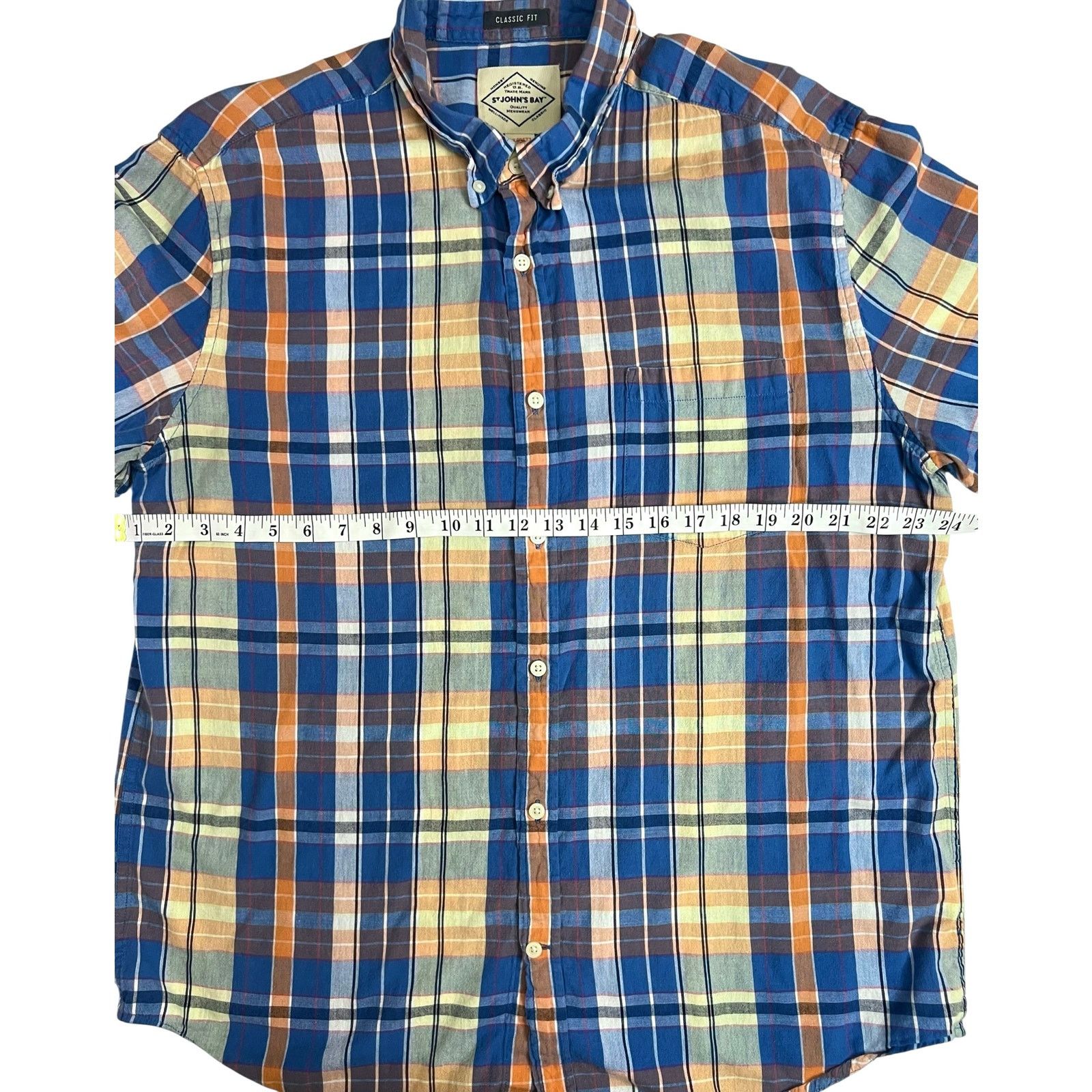 St. Johns Bay St. John’s Bay Men LG Plaid Shirt Classic Fit Short Sleeve Size US L / EU 52-54 / 3 - 11 Thumbnail
