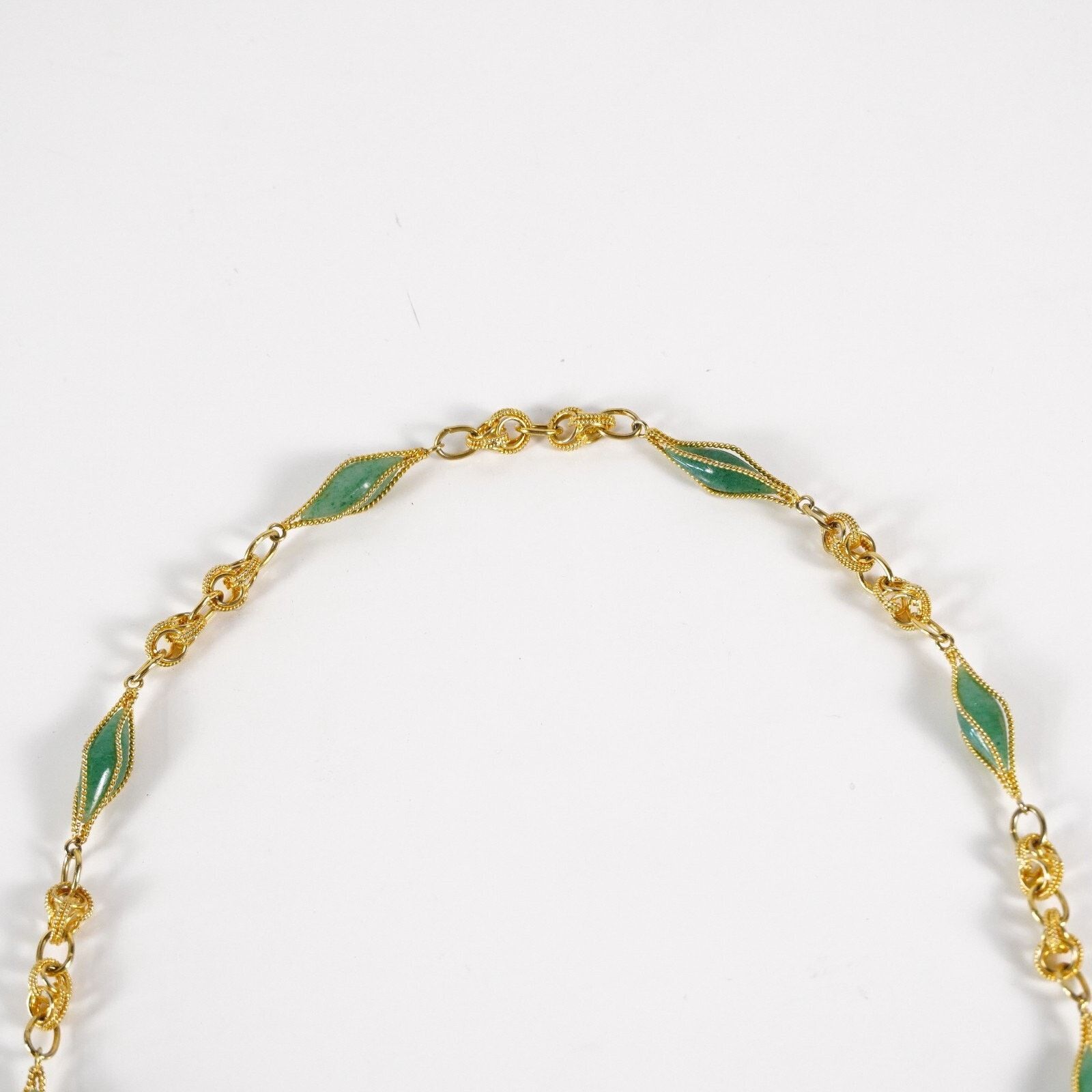 Other Vintage Gold & Green Stone Beaded Chain Necklace Jewelry Size ONE SIZE - 4 Thumbnail