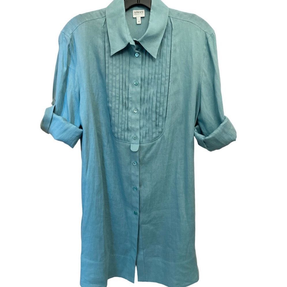 Armani Collezioni Armani Collezioni Women’s Turquoise Button Up Pleated Front Size M / US 6-8 / IT 42-44 - 1 Thumbnail