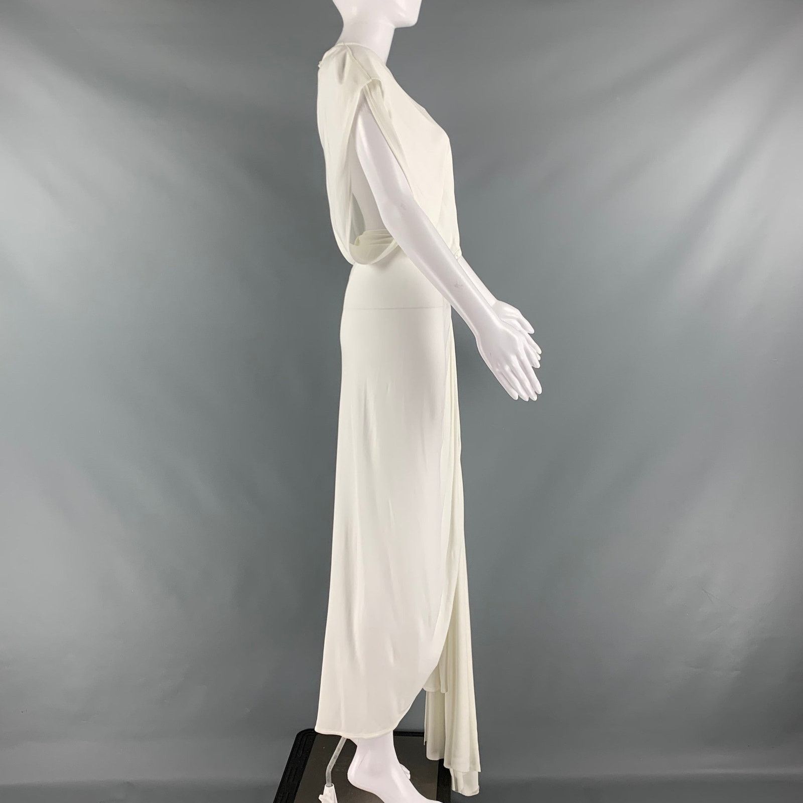 Christopher Esber CHRISTOPHER ESBER Size 6 White Viscose Draped Long Dress Size M / US 6-8 / IT 42-44 - 3 Thumbnail