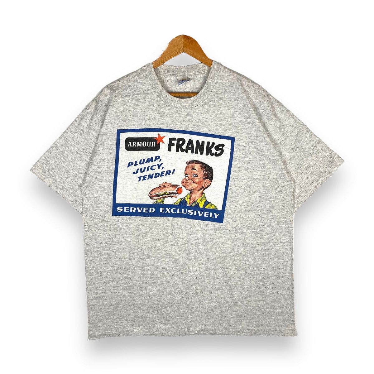 Vintage VINTAGE 90's ARMOUR FRANKS SERVED EXCLUSIVELY POSTER TEE Size US XL / EU 56 / 4 - 1 Thumbnail