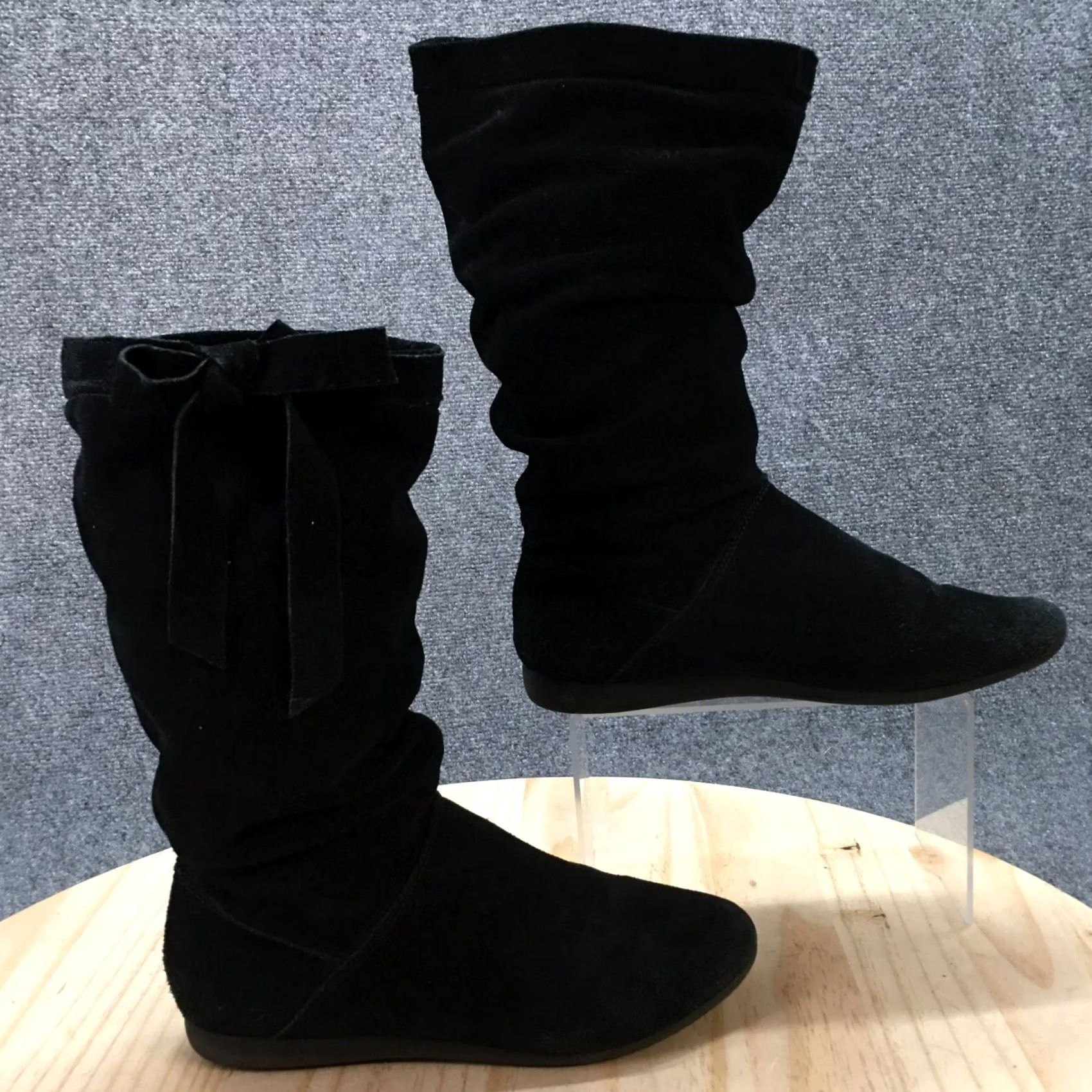 Vintage White Mountain Boots Womens Slouch Mid-Calf Black Leather 6.5 M Flat Heel Casual Autumn Winter W11509Z Mens Womens Boys Girls Size US 7 / IT 37 - 2 Thumbnail