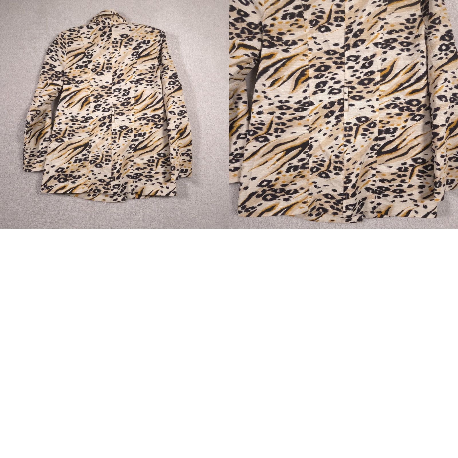 Vintage Tweeds Coat Womens S Beige Leopard Print Trench Button Front Silk Blend Size S / US 4 / IT 40 - 9 Thumbnail