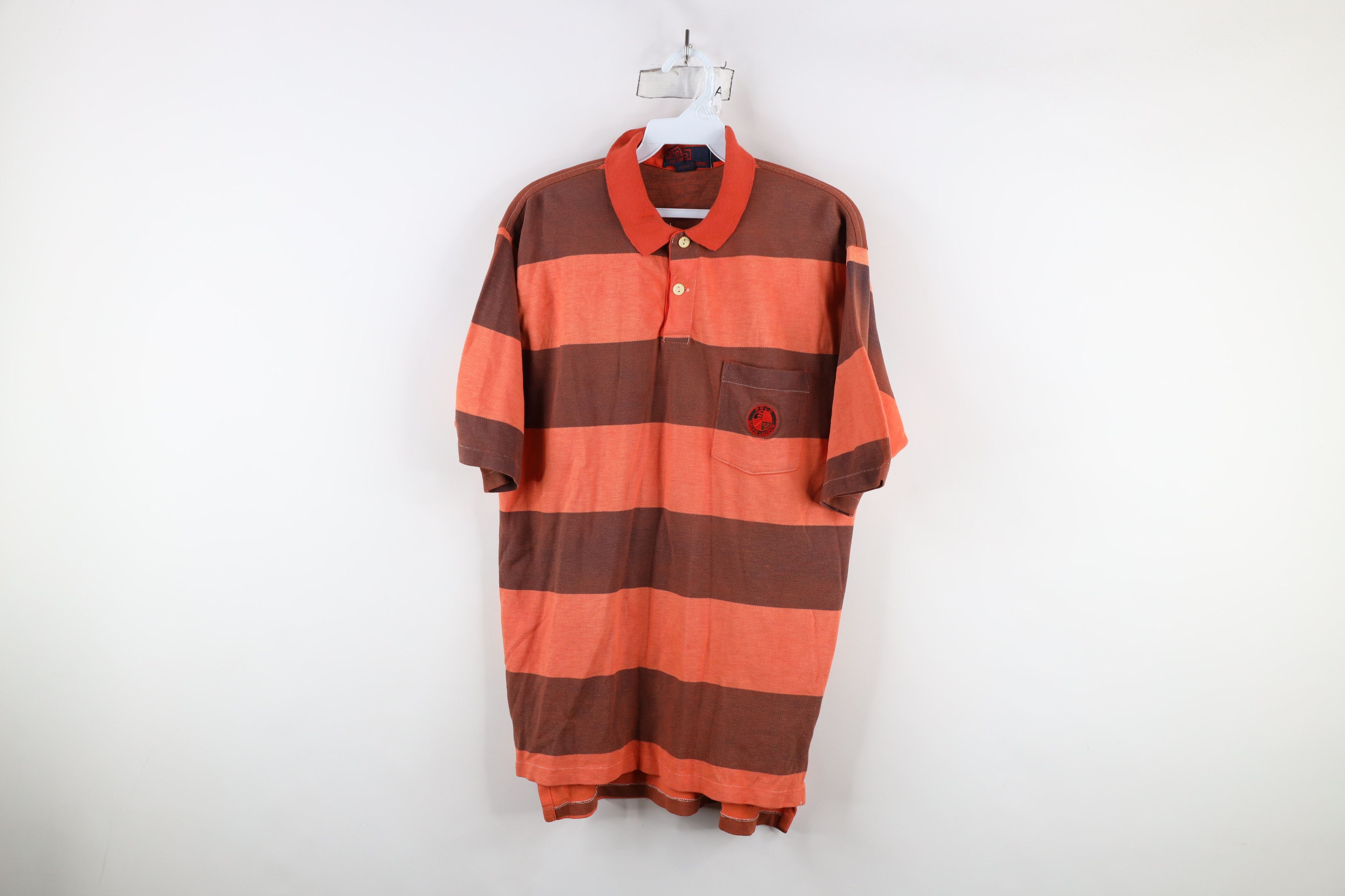 Ralph Lauren × Vintage Vintage 90s Ralph Lauren Spell Crest Striped Polo Shirt USA Size US L / EU 52-54 / 3 - 1 Thumbnail