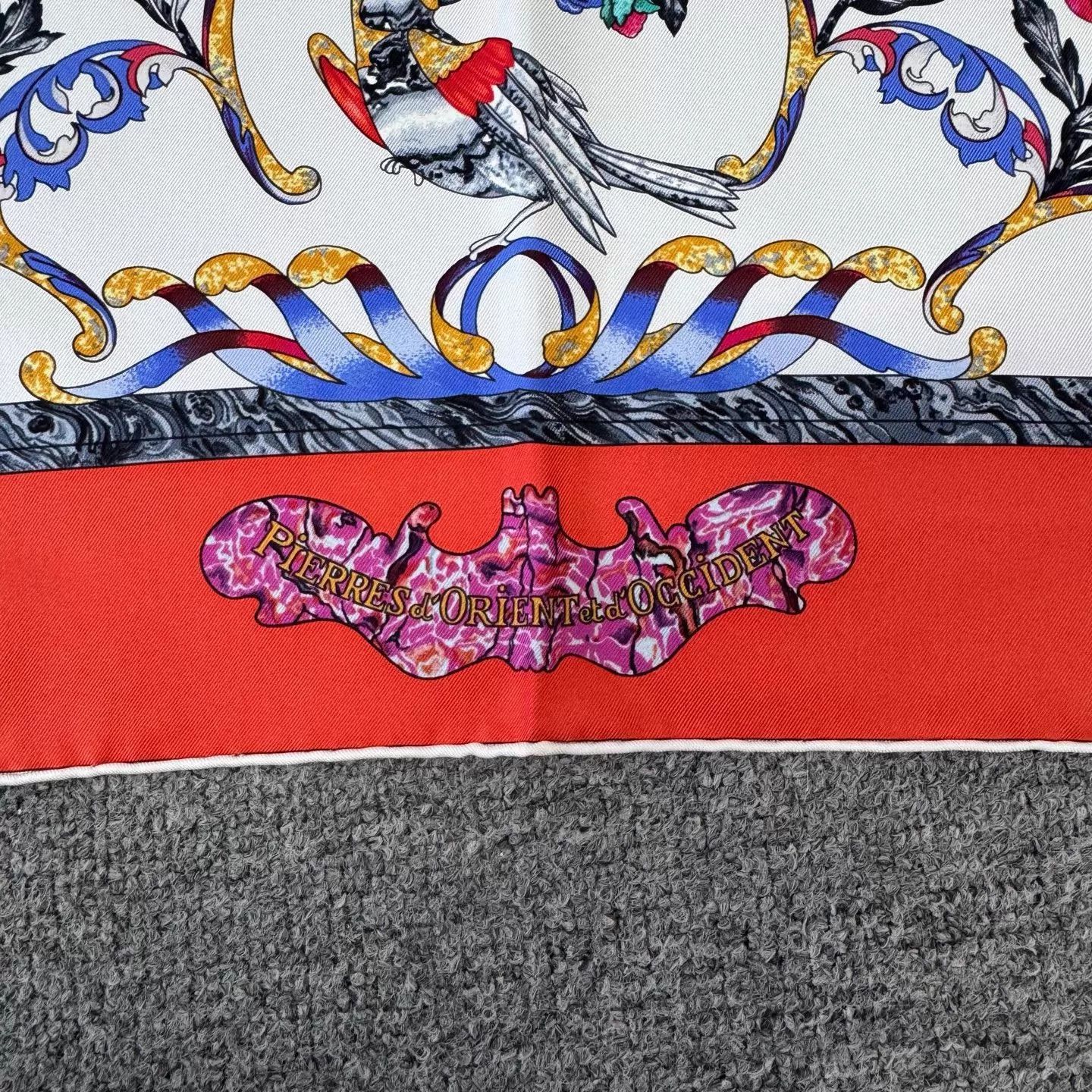 Hermes Hermes Red Border Floral Silk Scarf 99 New Boxed 90x90 Size ONE SIZE - 4 Thumbnail