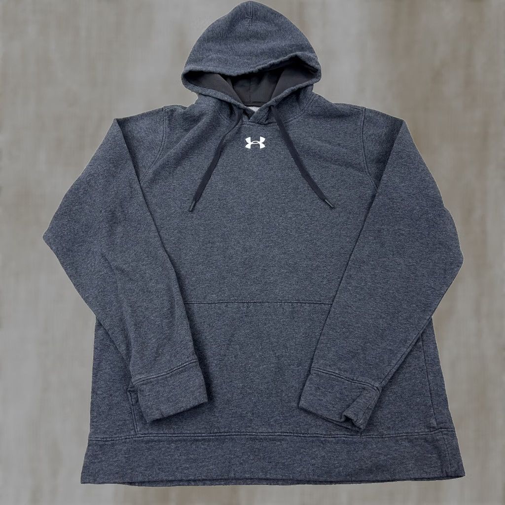 Under Armour Under Armour Hoodie Men M Heather Gray Pullover Logo Cotton Sweatshirt Size US M / EU 48-50 / 2 - 1 Thumbnail
